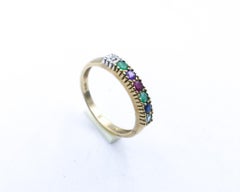 9ct Yellow Gold Dearest Ring, 'Diamond, Emerald, Amethyst, Ruby, Sapphire, Topaz'