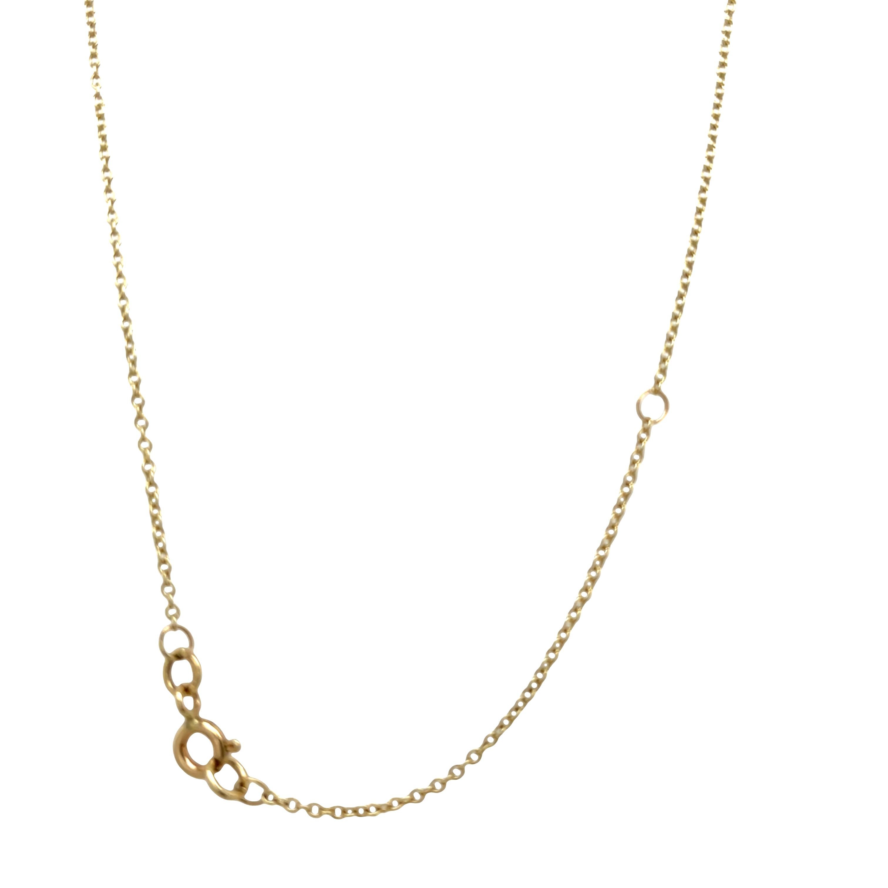 A stunning 9ct yellow gold necklace adorned with a captivating arrangement of 10 round brilliant cut diamonds. This necklace exudes timeless elegance and sophistication. Perfect for adding a touch of luxury to any outfit or occasion.

Total Diamond