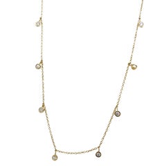 9ct Yellow Gold Diamond 10 Stone Necklace, 0.30ct Natural Round Diamonds