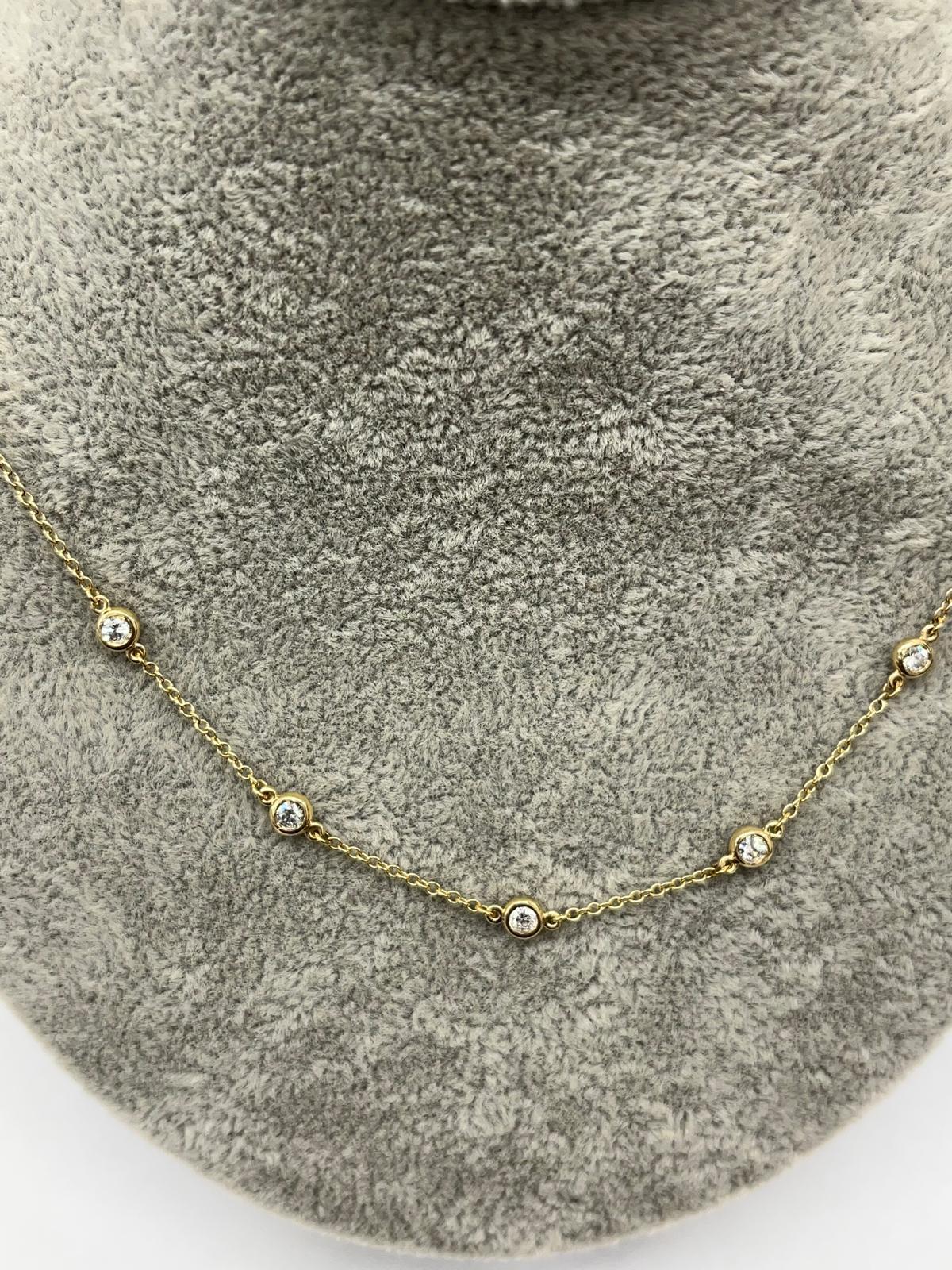 Collier de 10 pierres en or jaune 9 carats, diamants ronds naturels de 0,60 carat Neuf - En vente à London, GB