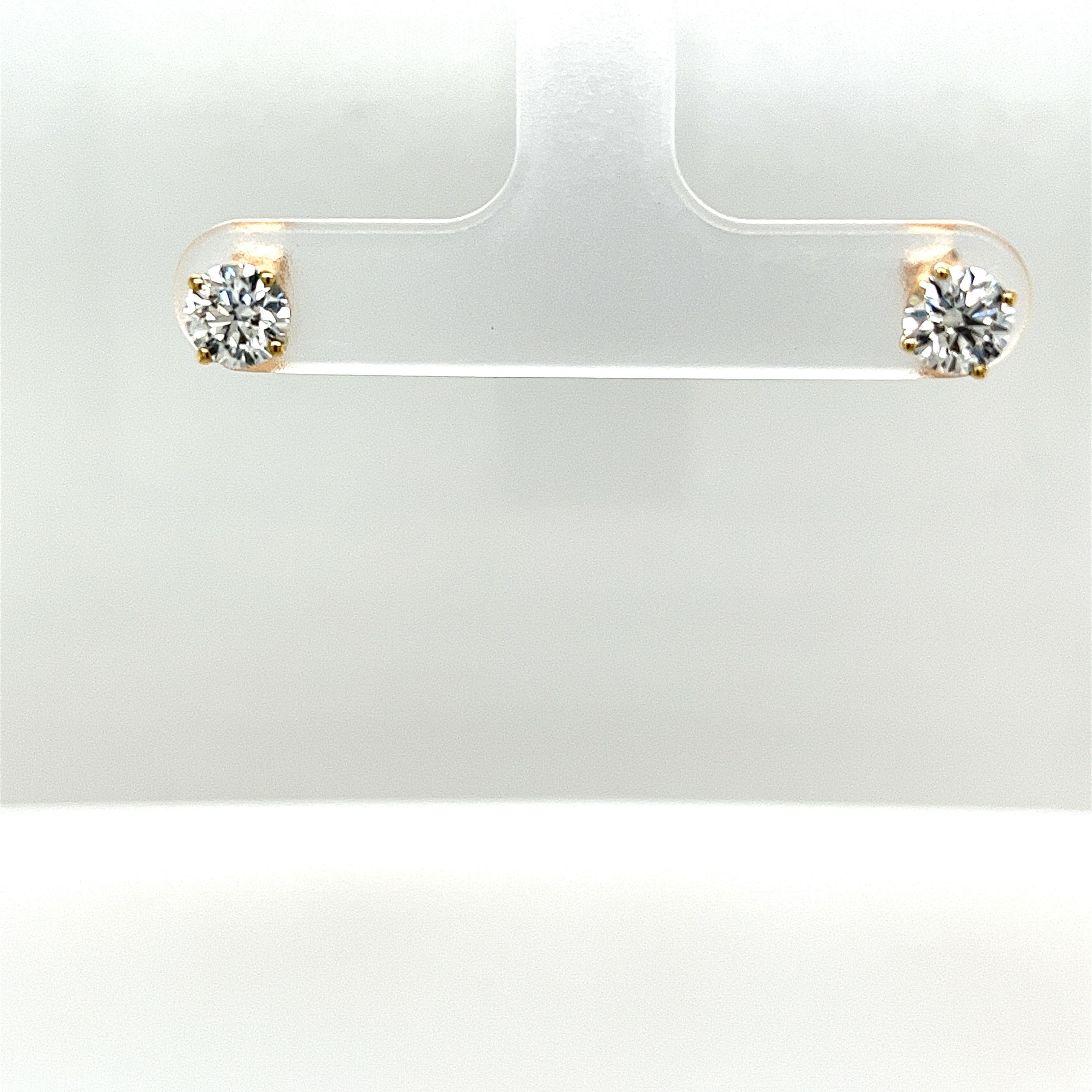 9ct Yellow Gold Diamond Earrings, Total Diamond Weight 1.04ct Lab Created For Sale 5