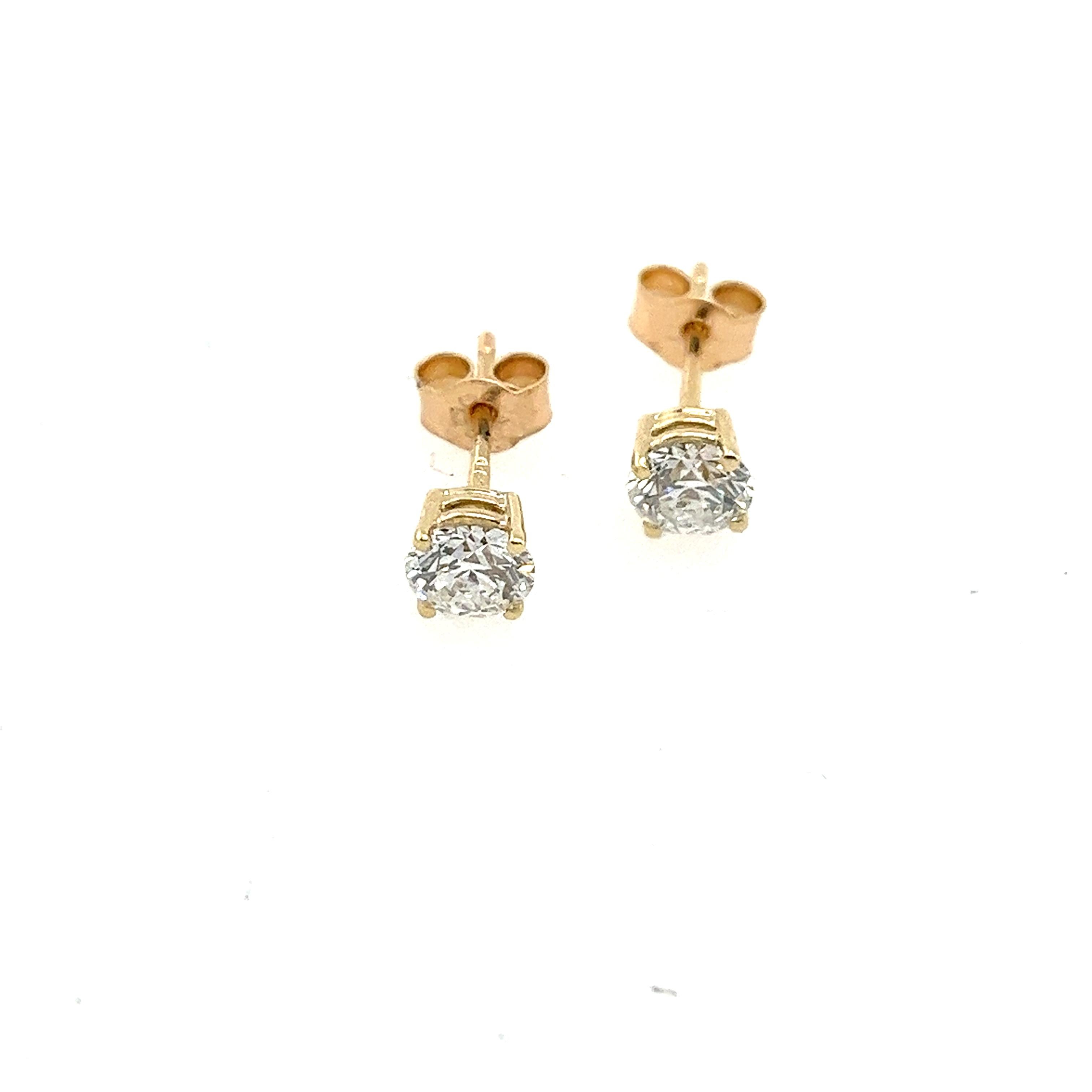 Women's 9ct Yellow Gold Diamond Earrings, Total Diamond Weight 1.04ct Lab Created For Sale