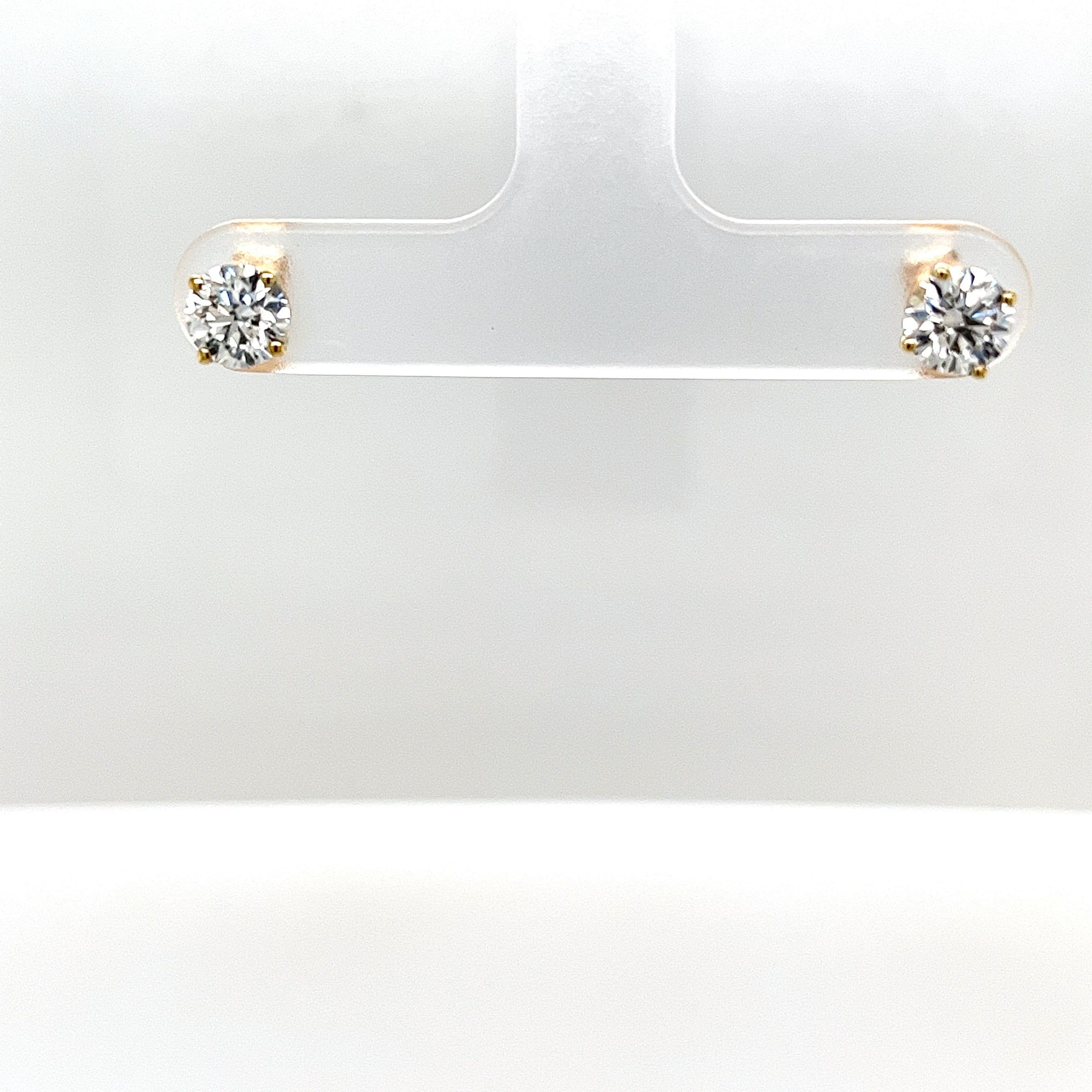 9ct Yellow Gold Diamond Earrings, Total Diamond Weight 1.04ct Lab Created For Sale 4
