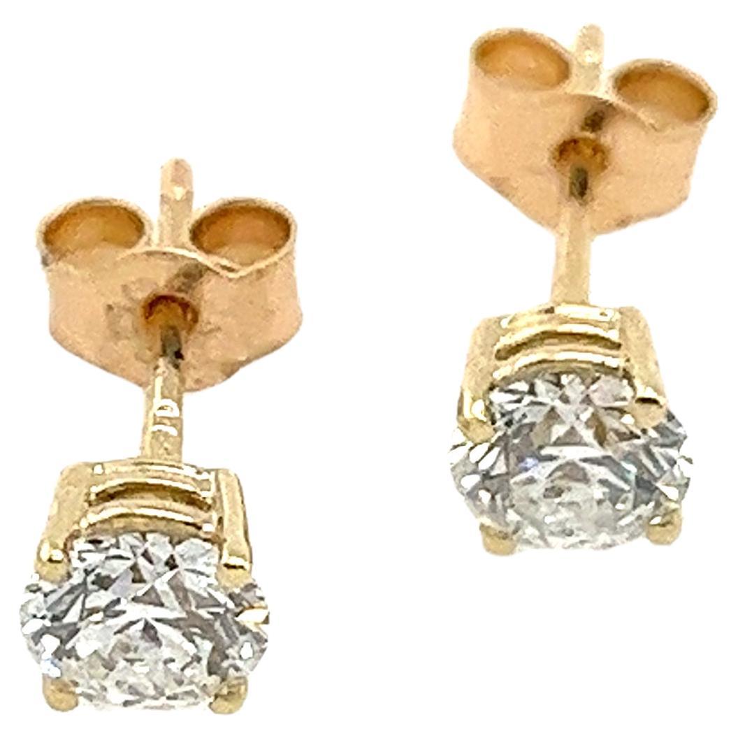 9ct Yellow Gold Diamond Earrings, Total Diamond Weight 1.04ct Lab Created For Sale