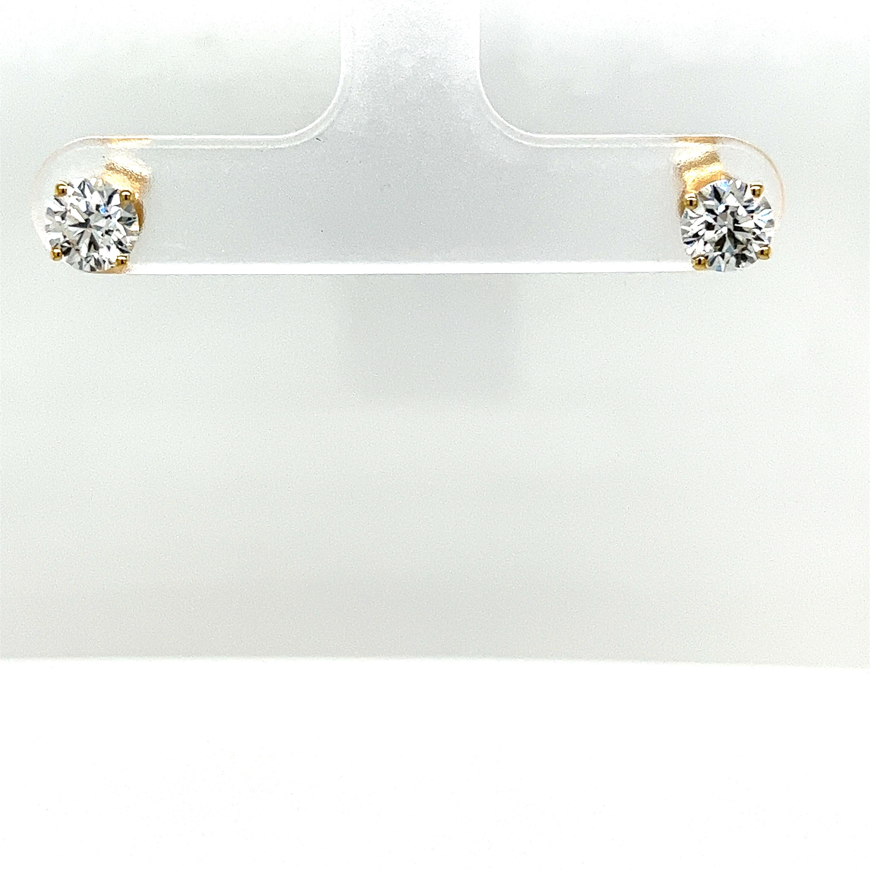 9ct Yellow Gold Diamond Earrings, Total Diamond Weight 1.06ct Lab Created For Sale 3