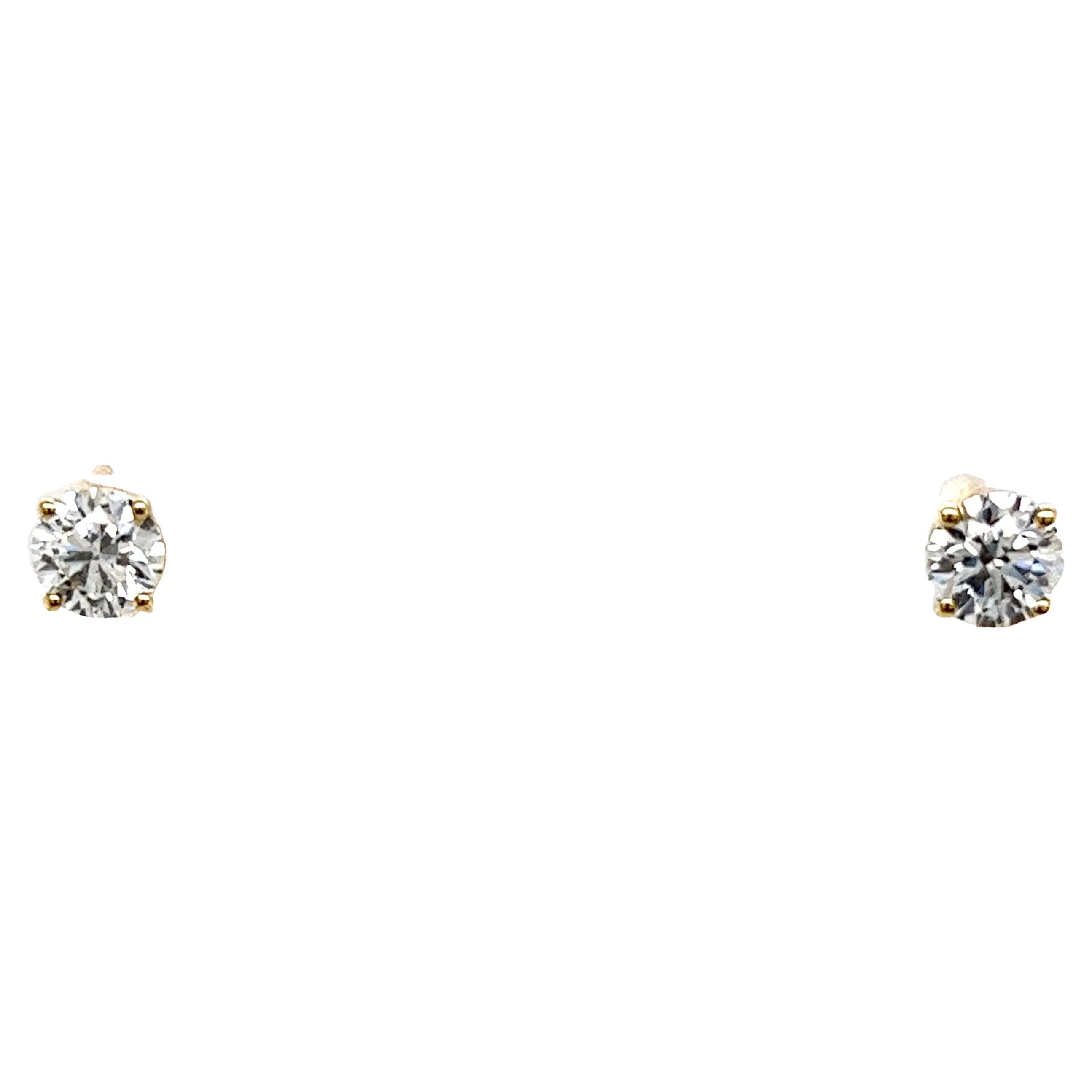 9ct Yellow Gold Diamond Earrings, Total Diamond Weight 1.06ct Lab Created For Sale