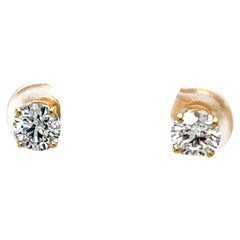 9ct Yellow Gold Diamond Earrings, Total Diamond Weight 1.08ct Lab Created