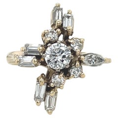 9ct Yellow Gold Diamond Ring, Set With 1.10ct Natural Diamonds