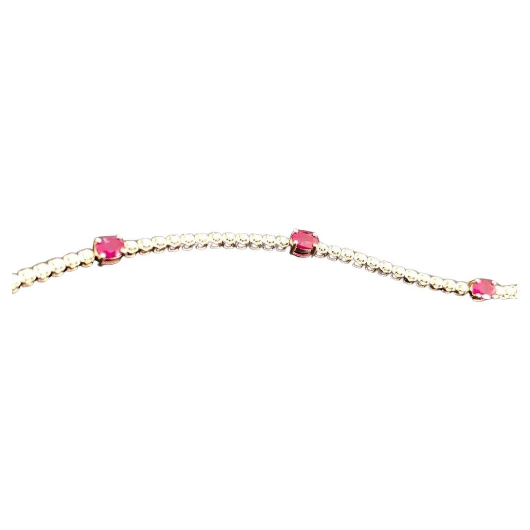 9ct Yellow Gold Diamond Ruby Bracelet Link Statement Gemstones over 1 Carat For Sale