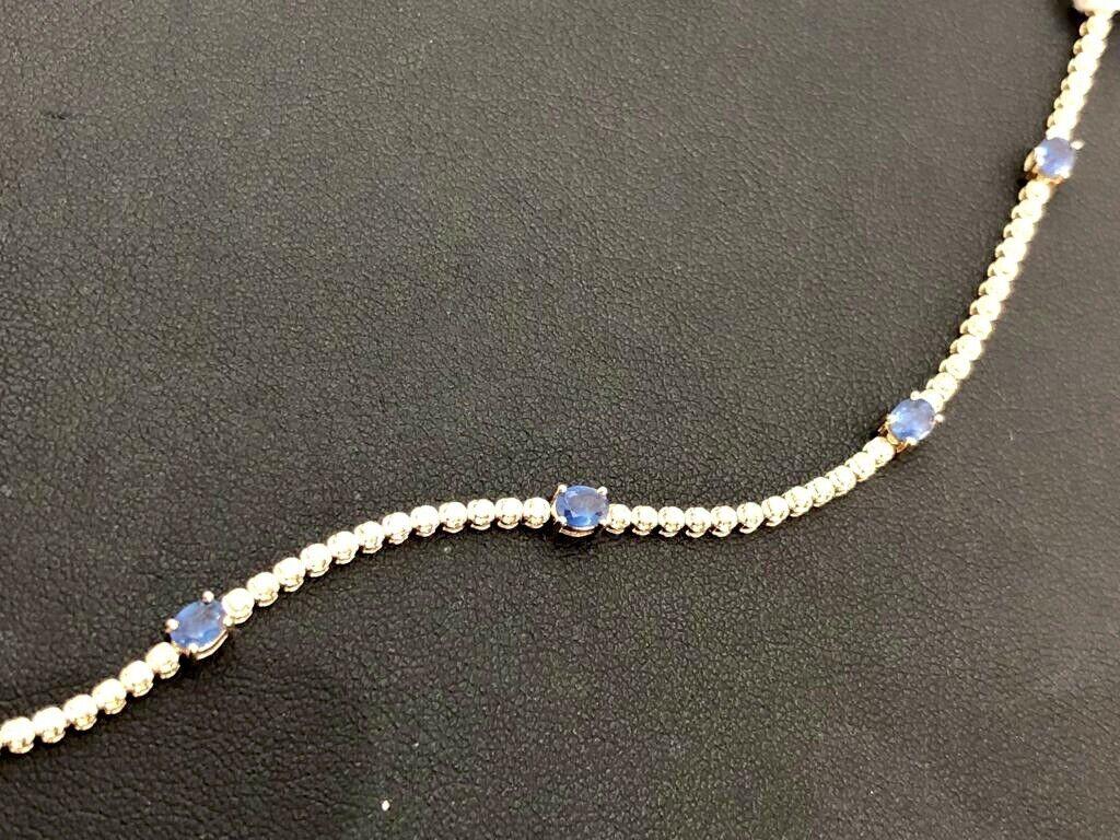 Women's 9ct Yellow Gold Diamond Sapphire Bracelet Link Statement Gemstones over 1 Carat For Sale