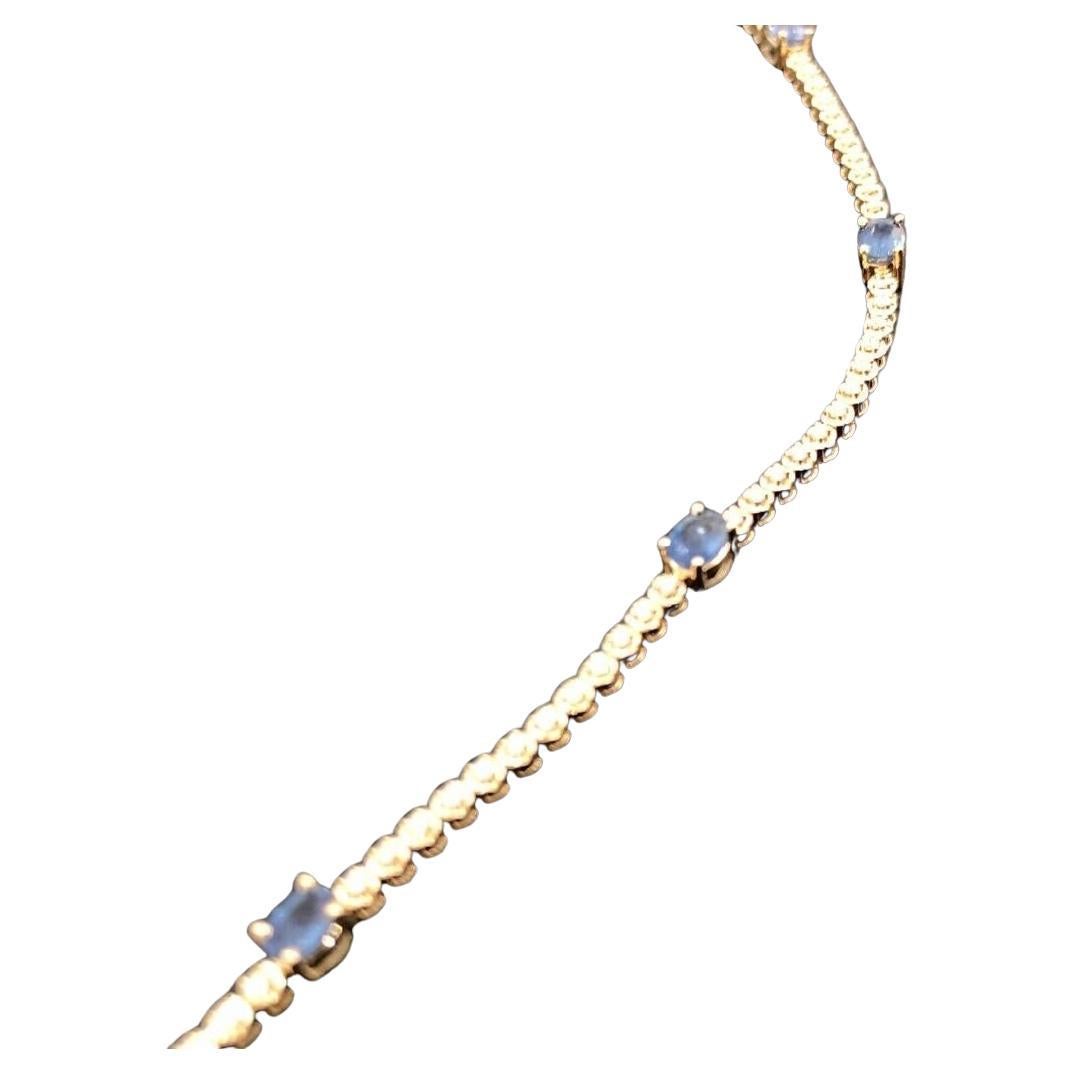 9ct Yellow Gold Diamond Sapphire Bracelet Link Statement Gemstones over 1 Carat For Sale