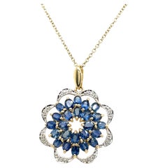 9ct Yellow Gold Diamond & Sapphire Pendant