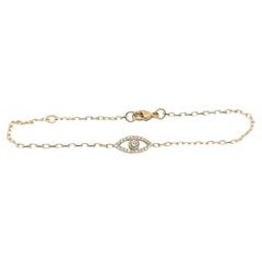 Bracelet Evil Eye serti de diamants en or jaune 9 carats, pierre de naissance d'avril