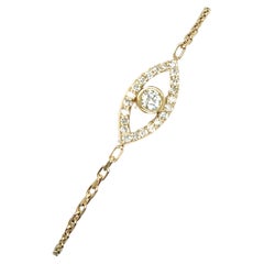9 Karat Gelbgold Diamant gefasst Evil Eye Armband Set mit 0,33 Karat G/VS