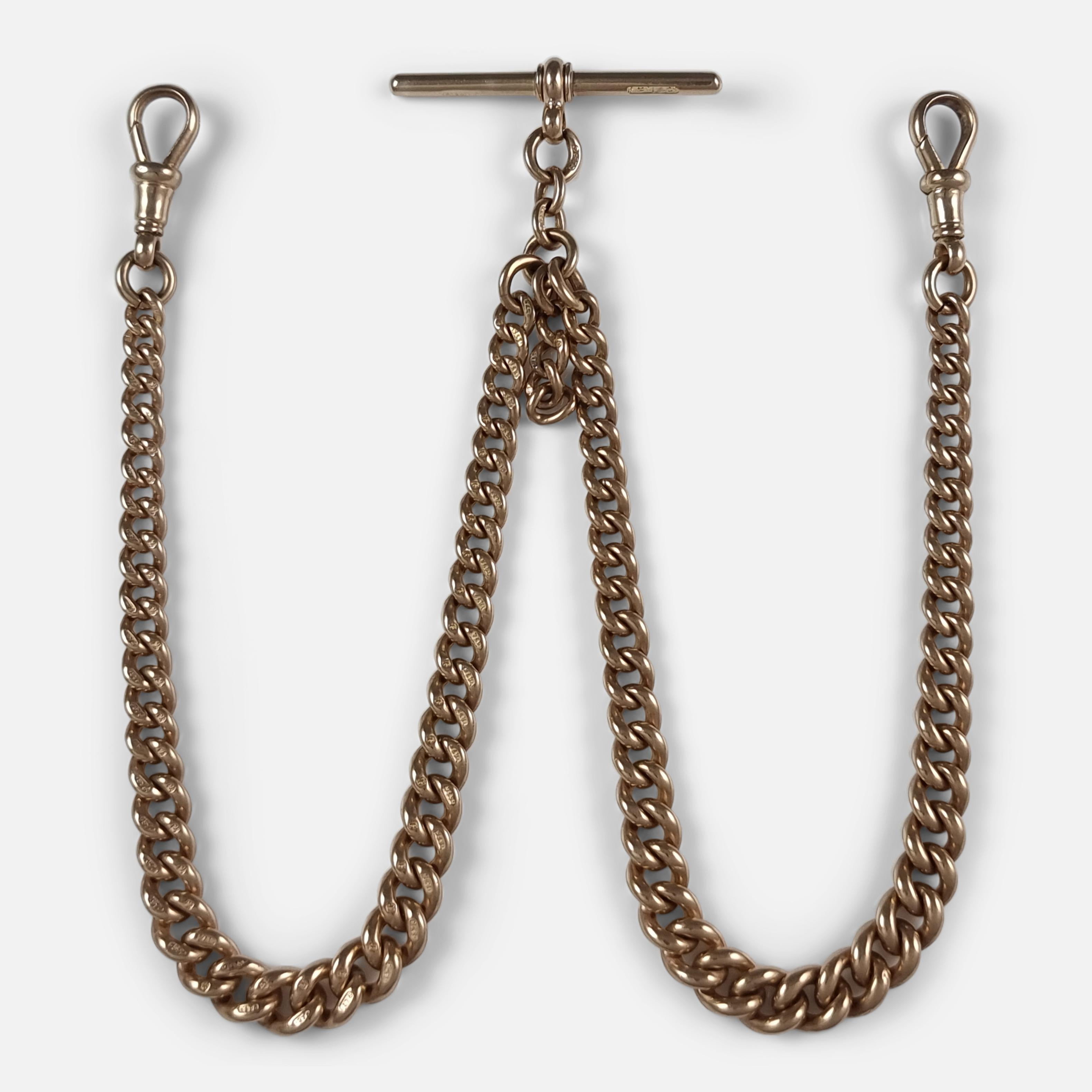 9 Karat Gelbgold Double Albert-Uhrkette, 1905, 50.8 g (Edwardian)