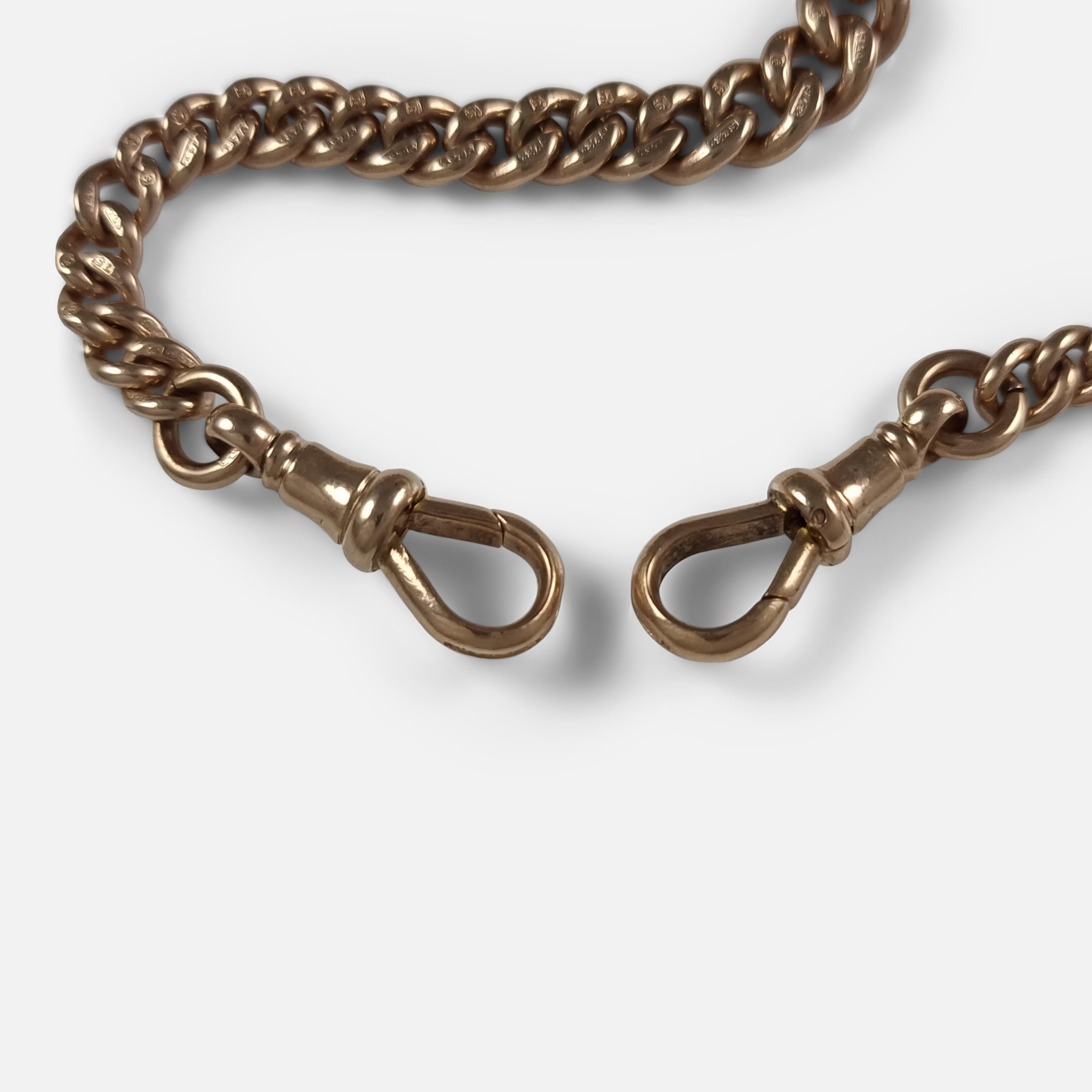 9 Karat Gelbgold Double Albert-Uhrkette, 1905, 50.8 g 3
