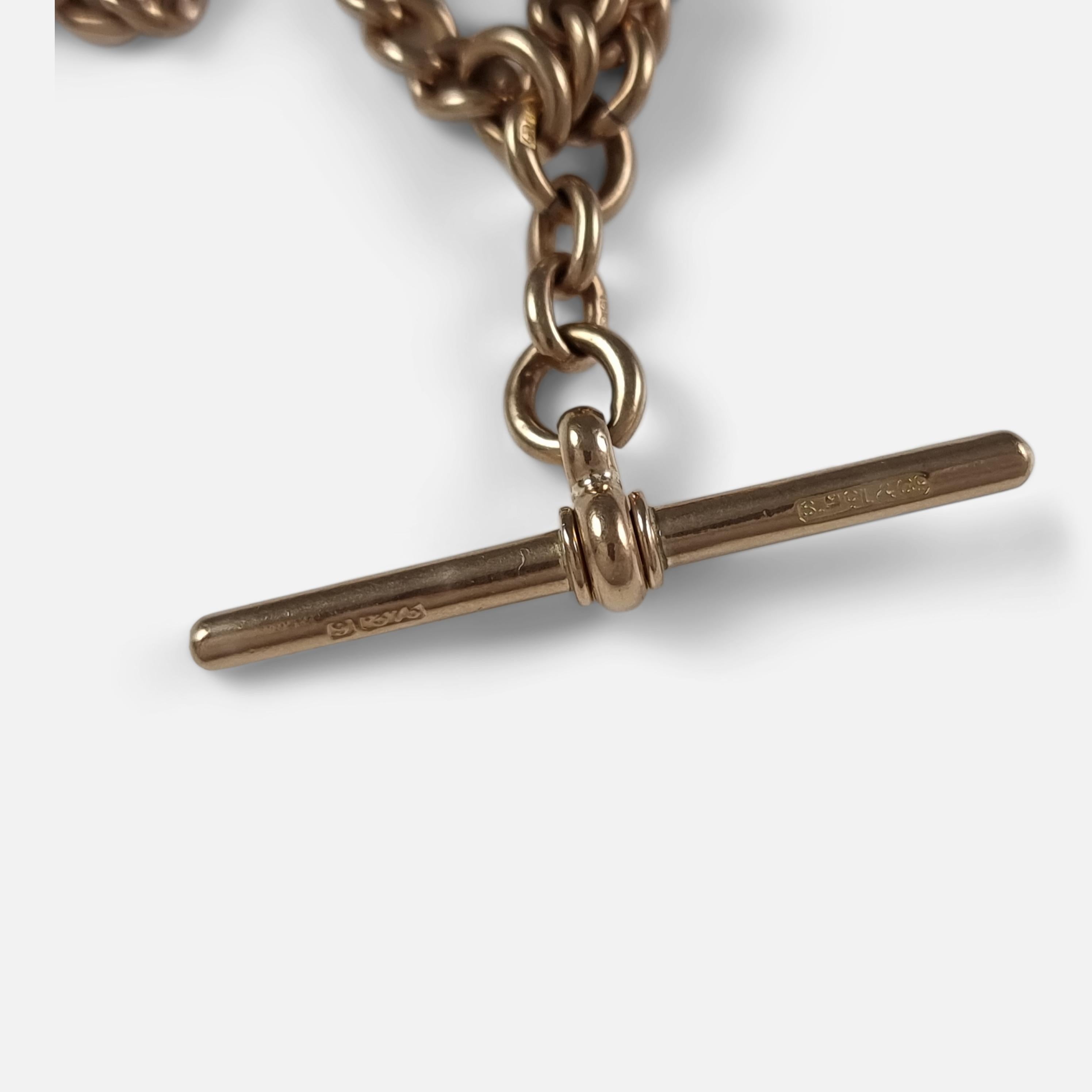 9 Karat Gelbgold Double Albert-Uhrkette, 1905, 50.8 g 4