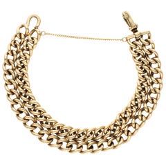 9ct Yellow Gold Double Row Curb Bracelet 47.40 grams