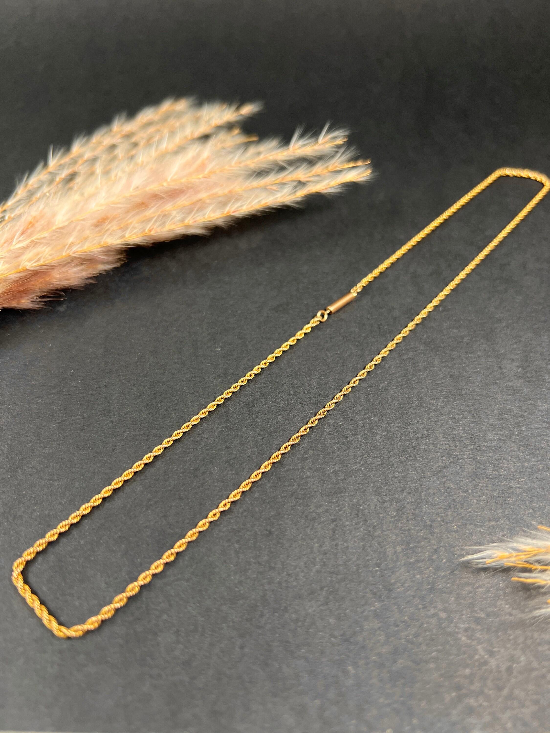  Chaîne en or jaune 9ct Edwardian 18 pouces avec fermoir baril et torpille Unisexe 