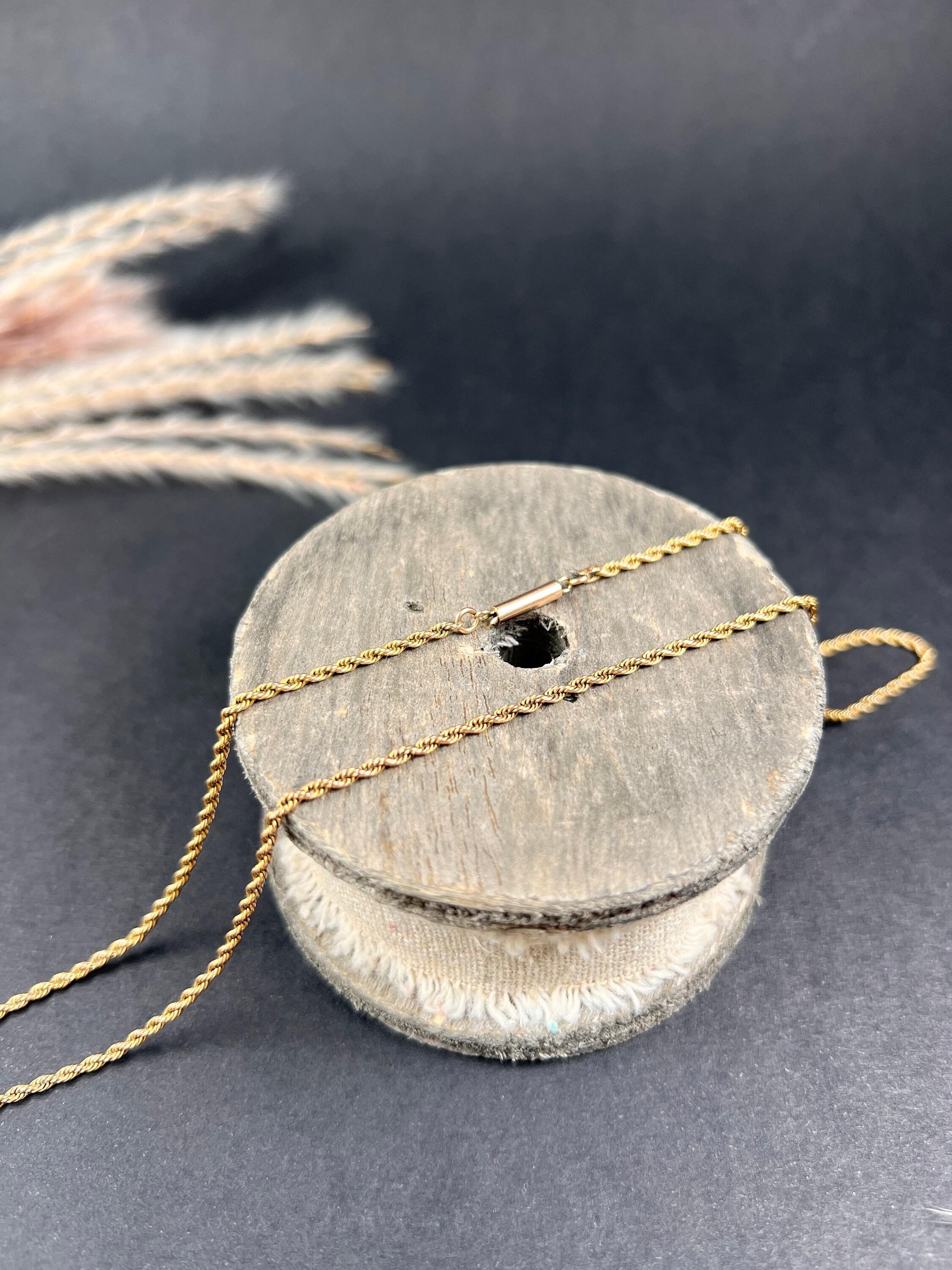 Chaîne en or jaune 9ct Edwardian 18 pouces avec fermoir baril et torpille 2