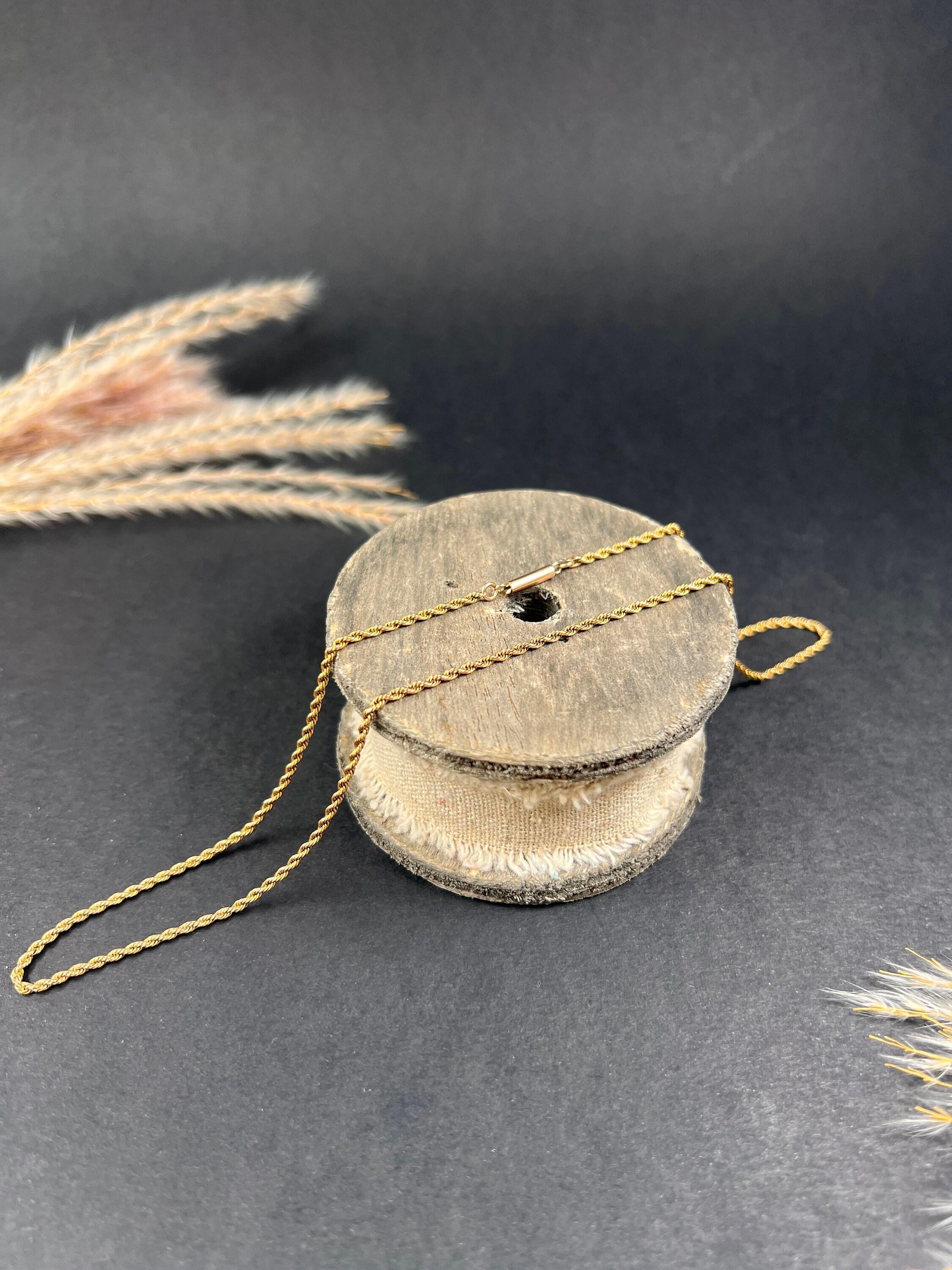 Chaîne en or jaune 9ct Edwardian 18 pouces avec fermoir baril et torpille 3