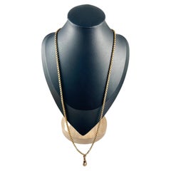9ct Yellow Gold Edwardian 24 1/4 Inch Round Faceted Belcher Chain Swivel Clip