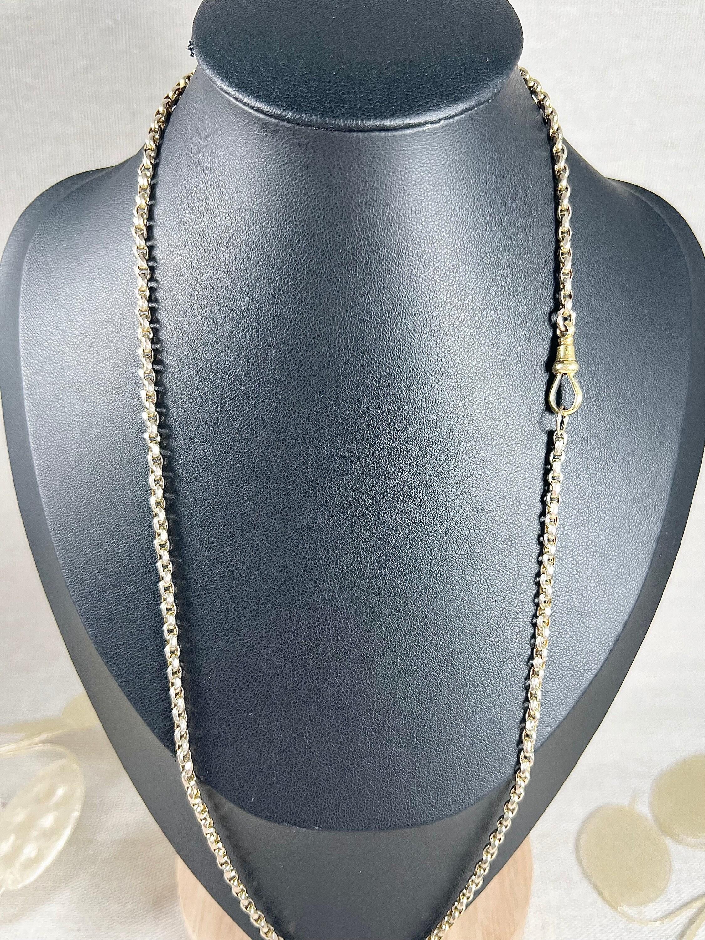9ct Yellow Gold Edwardian Faceted Oval Belcher Link 20 Inch Chain Swivel Clasp 3