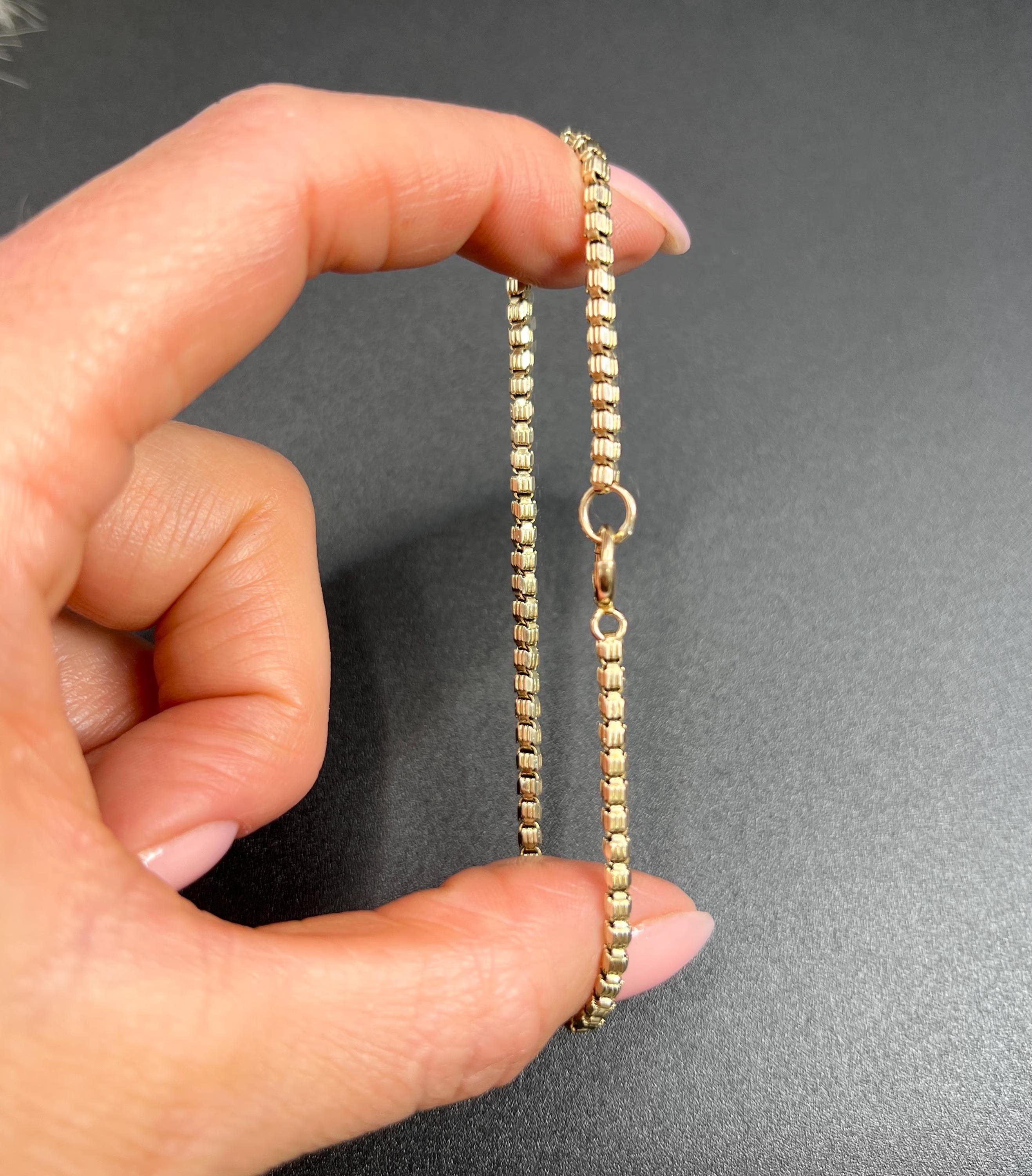 9ct Yellow Gold, Edwardian Fancy Snake Box Link Bracelet with Bolt Ring Clasp im Angebot 5