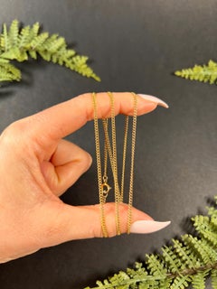 9ct Yellow Gold Edwardian Fine Curb Link 21 Inch Chain with Bolt Ring Clasp