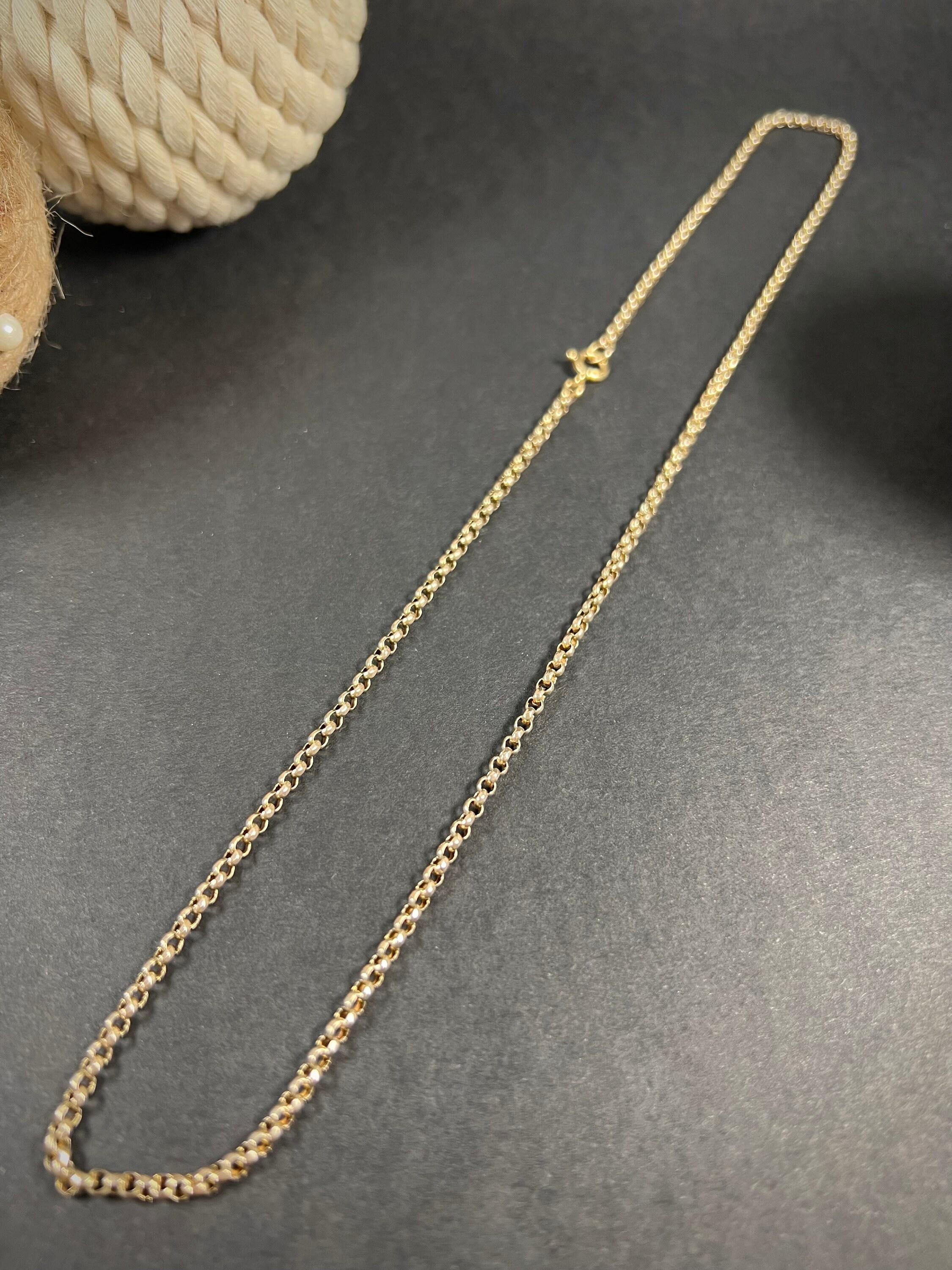 9ct Yellow Gold Edwardian Round Faceted Belcher Link  Chain with Bolt Ring Clasp 7