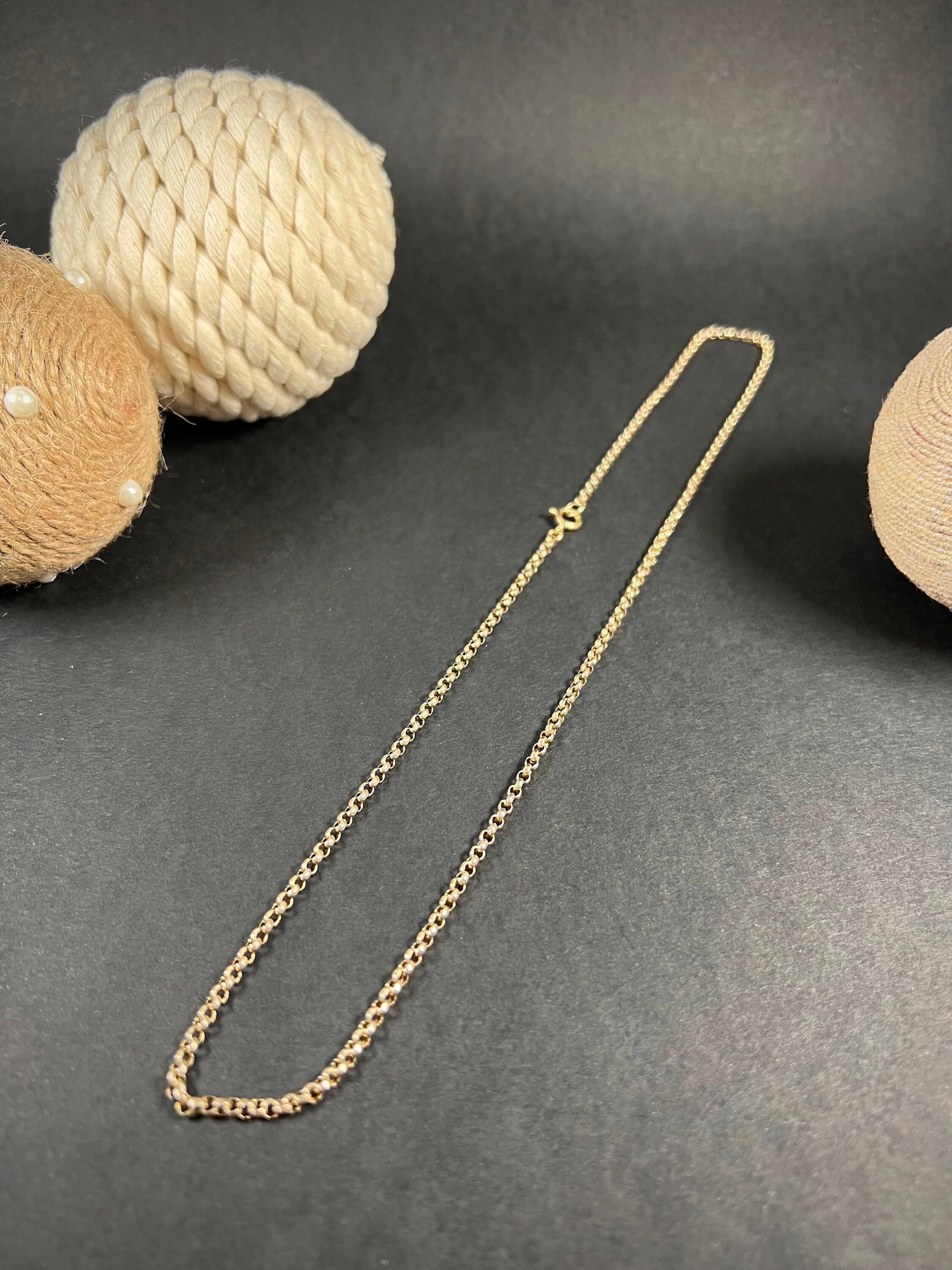 9ct Yellow Gold Edwardian Round Faceted Belcher Link  Chain with Bolt Ring Clasp 4