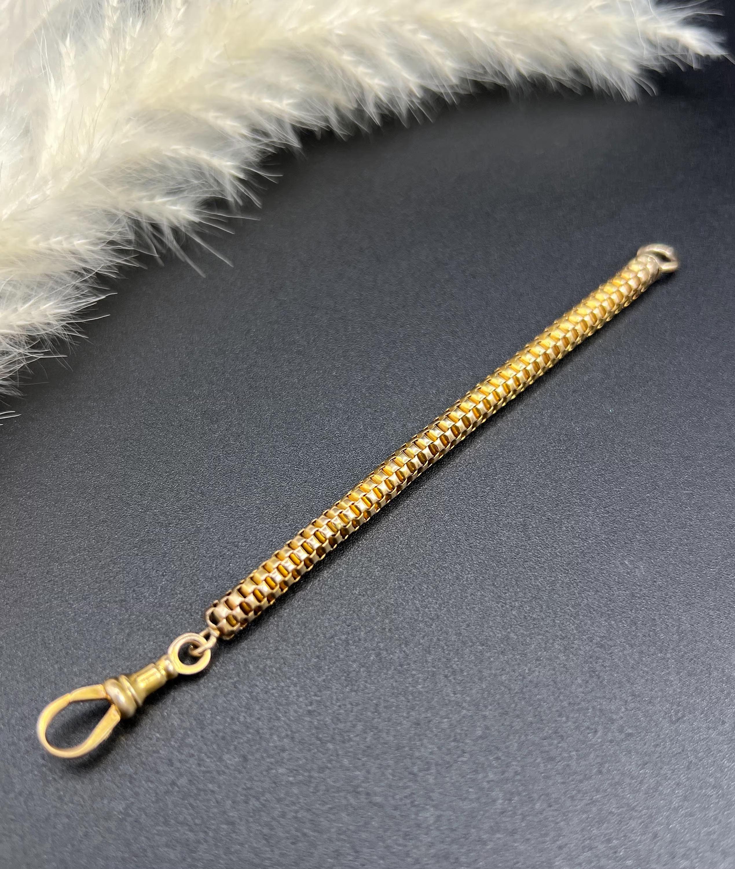 9ct Yellow Gold, Edwardian Snake Link Chain Extender Pendant with Swivel Clasp en venta 2