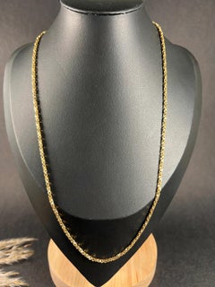 9ct Yellow Gold Fancy Twisted Box Link 19 1/2 Inch Chain with Swivel Clasp