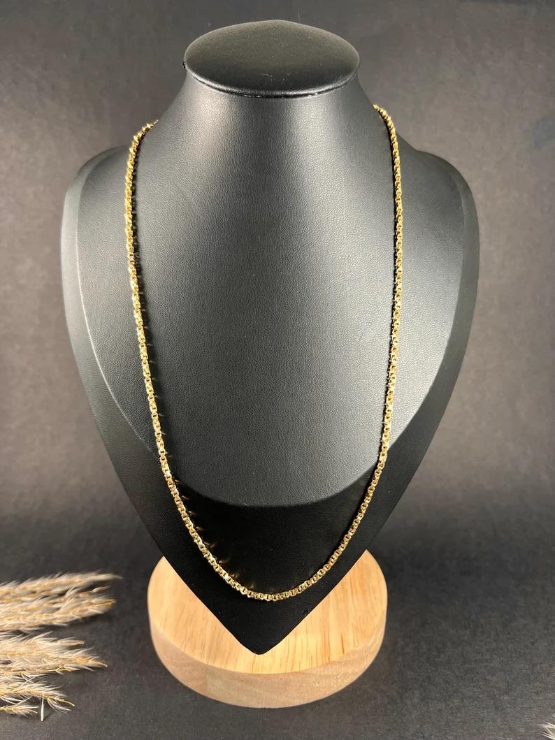 Chaîne à maillons torsadés fantaisie en or jaune 9 carats de 19 1/2 pouces avec fermoir pivotant en vente 4