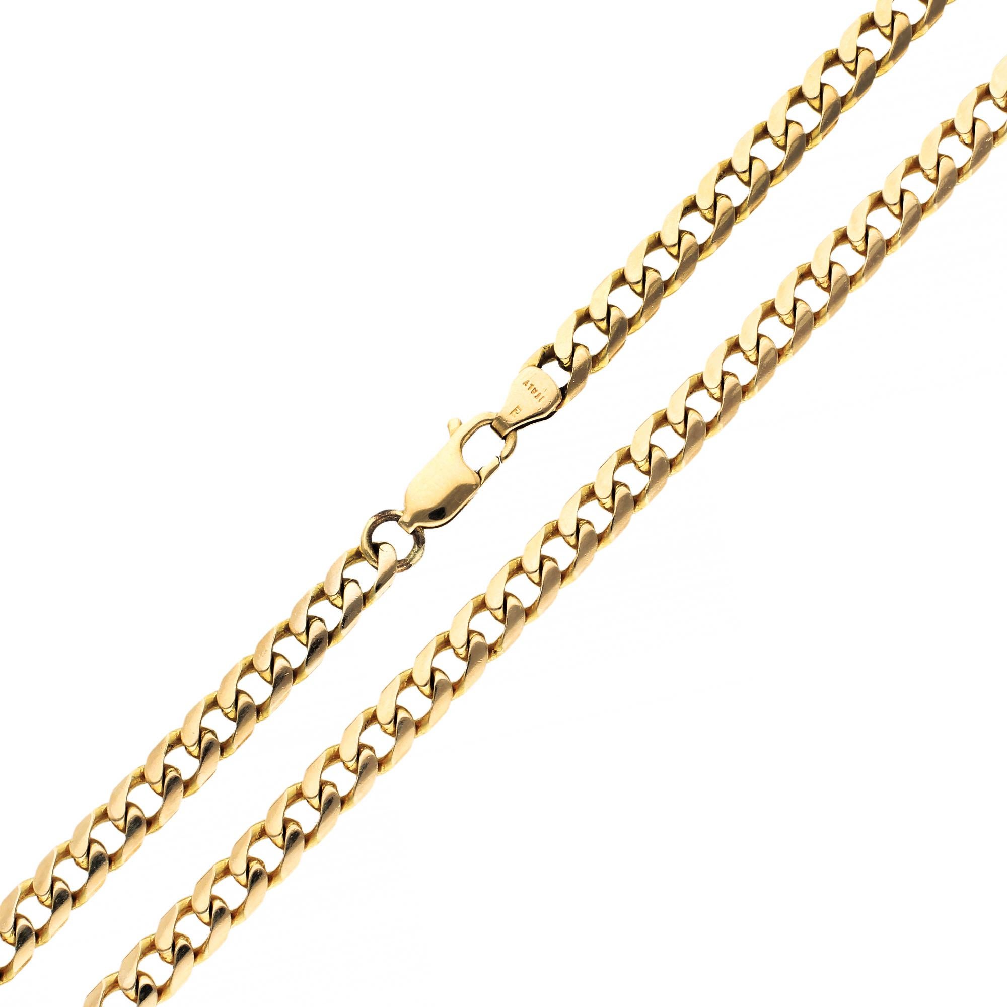  9ct Yellow Gold Filed Curb 22 Inch Chain - 36.4 Grams 

Discover the timeless appeal of this handsome pre-owned filed curb chain, meticulously crafted from 9ct yellow gold. This substantial piece is as durable as it is beautiful, making it a