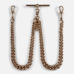 9ct Yellow Gold Graduating Double Albert Watch Chain, 58.6g