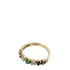 9ct Yellow Gold Half-Eternity Ring – Diamonds, Ruby, Emeralds & Sapphires
