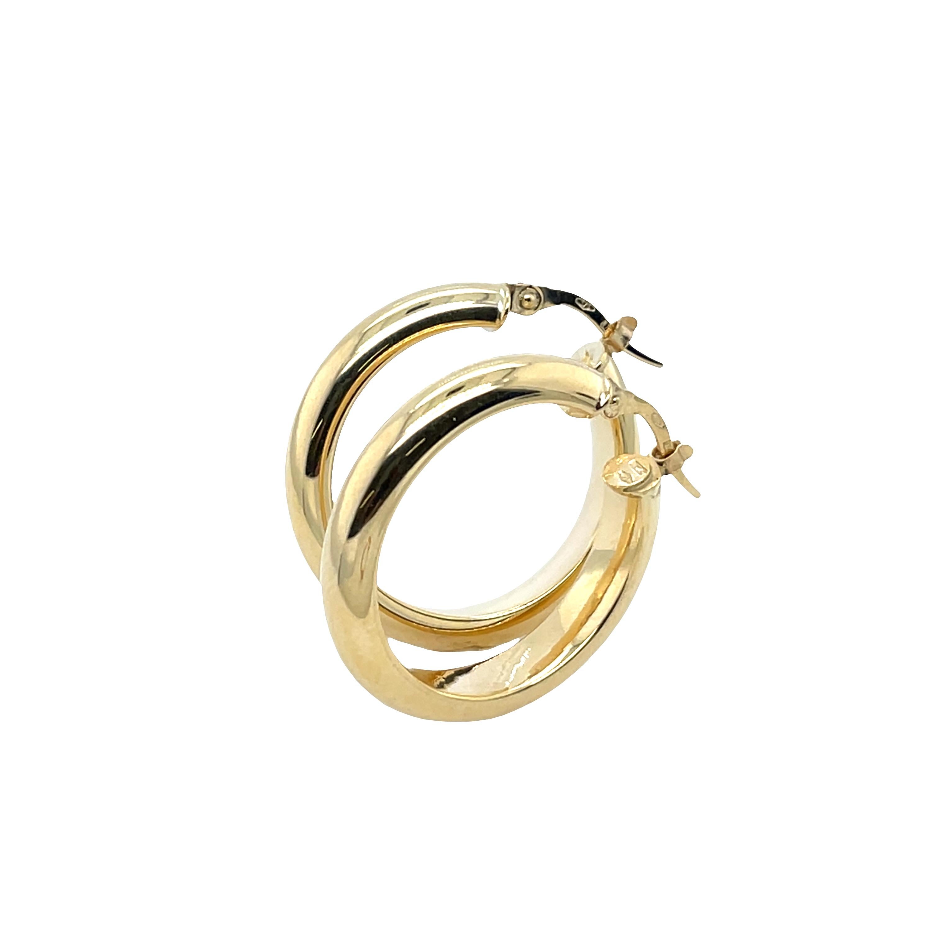 Creolen aus 9 Karat Gelbgold mit Klickbeschlägen im Angebot 1