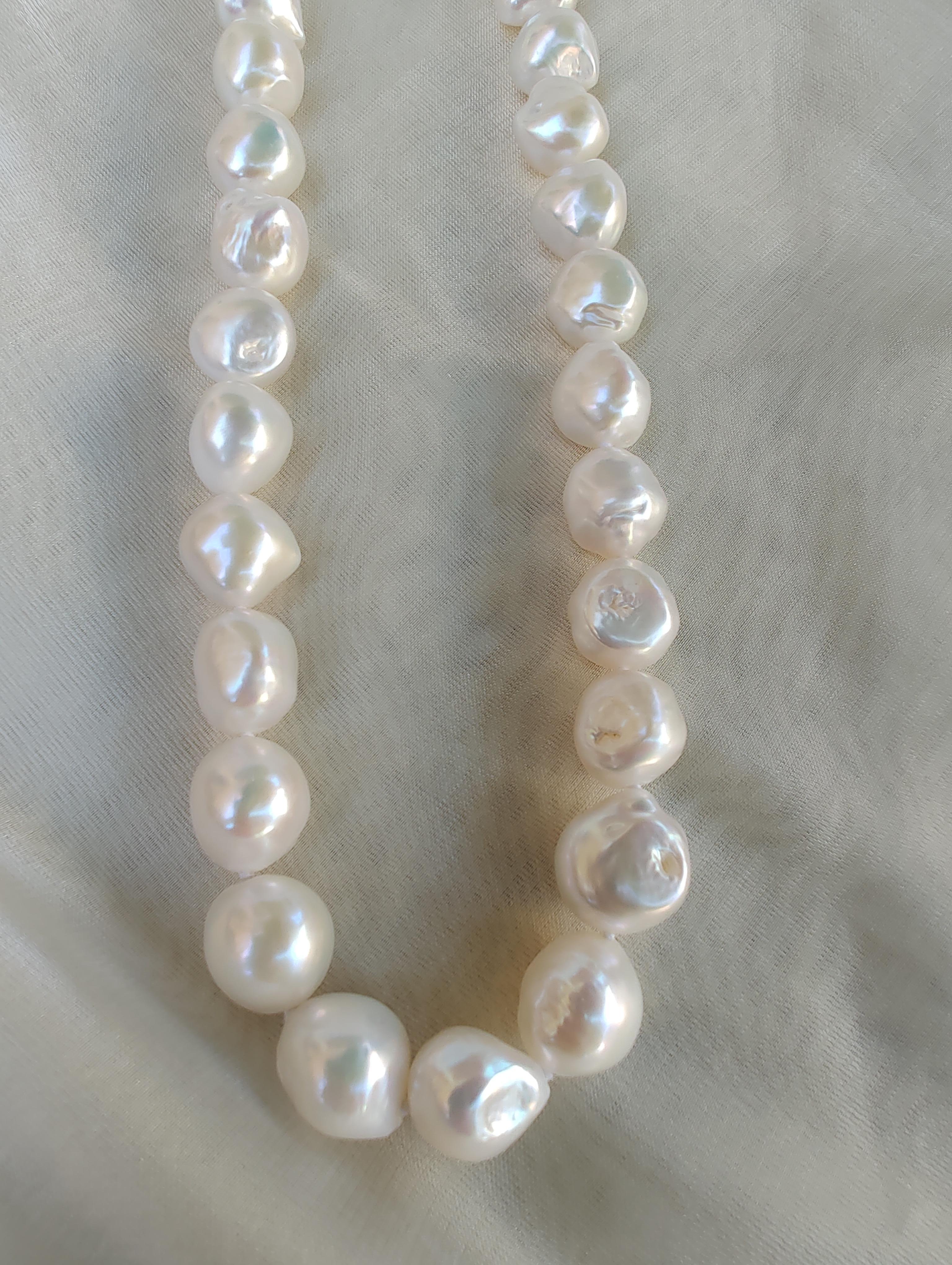 9ct Yellow Gold Keshi Pearl Strand Necklace For Sale 3