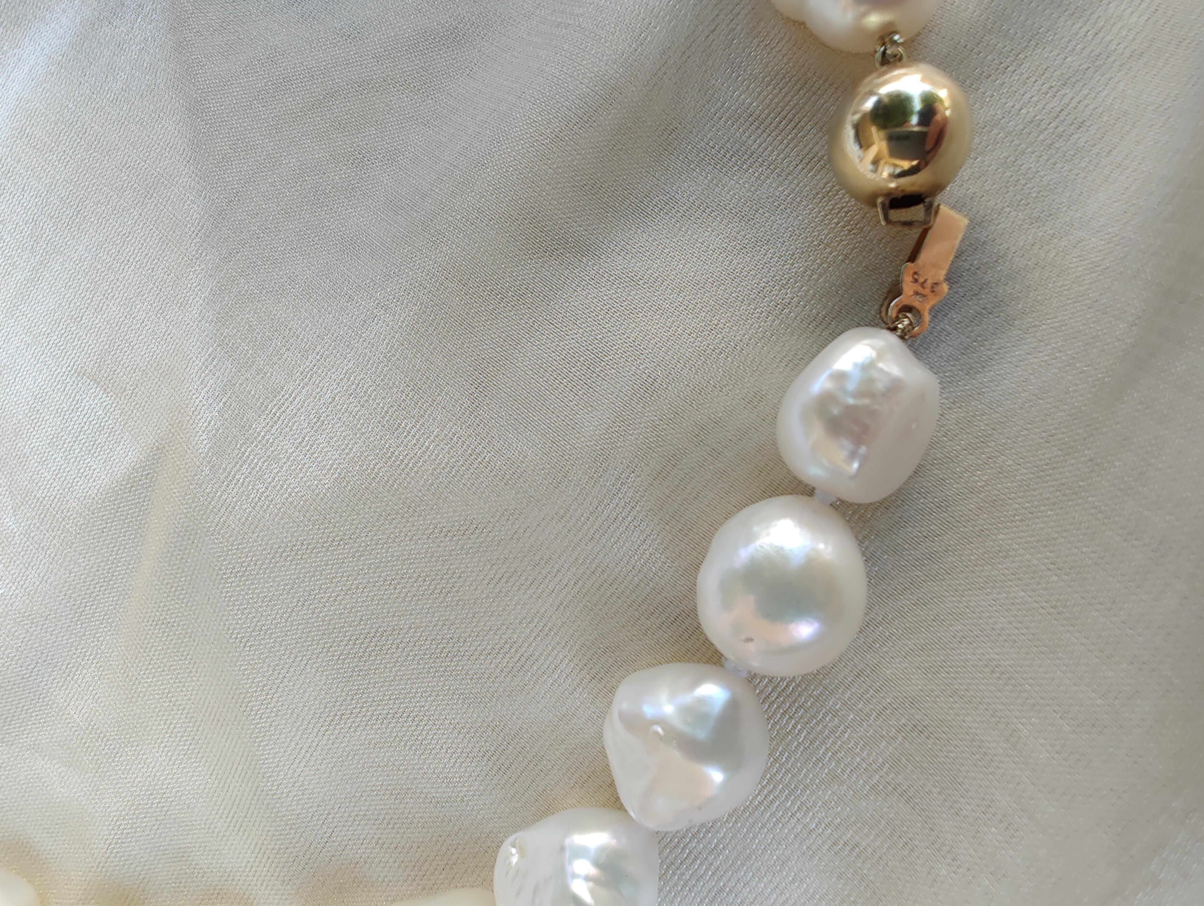9ct Yellow Gold Keshi Pearl Strand Necklace For Sale 5