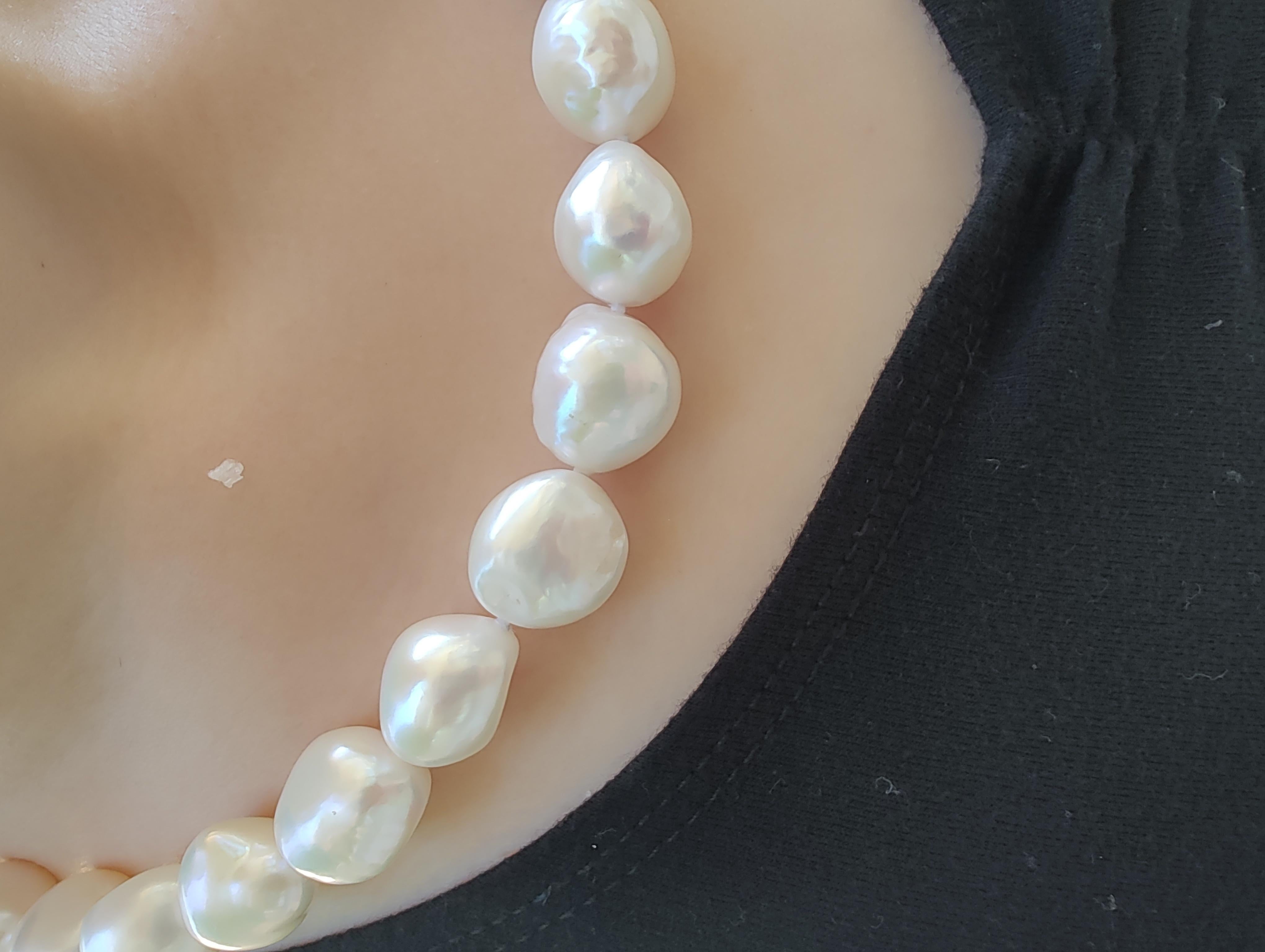 9ct Yellow Gold Keshi Pearl Strand Necklace For Sale 6