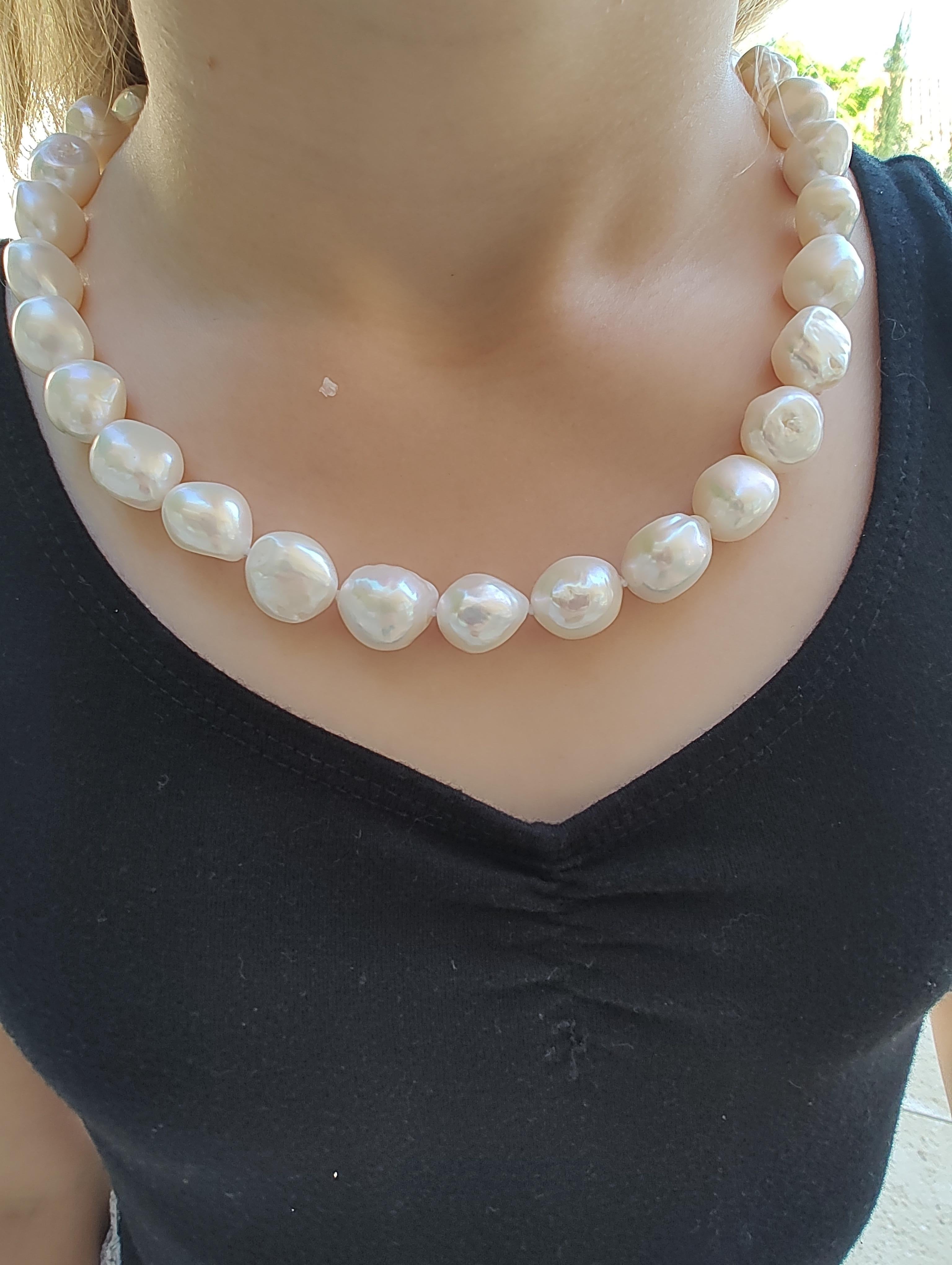 9ct Yellow Gold Keshi Pearl Strand Necklace For Sale 8