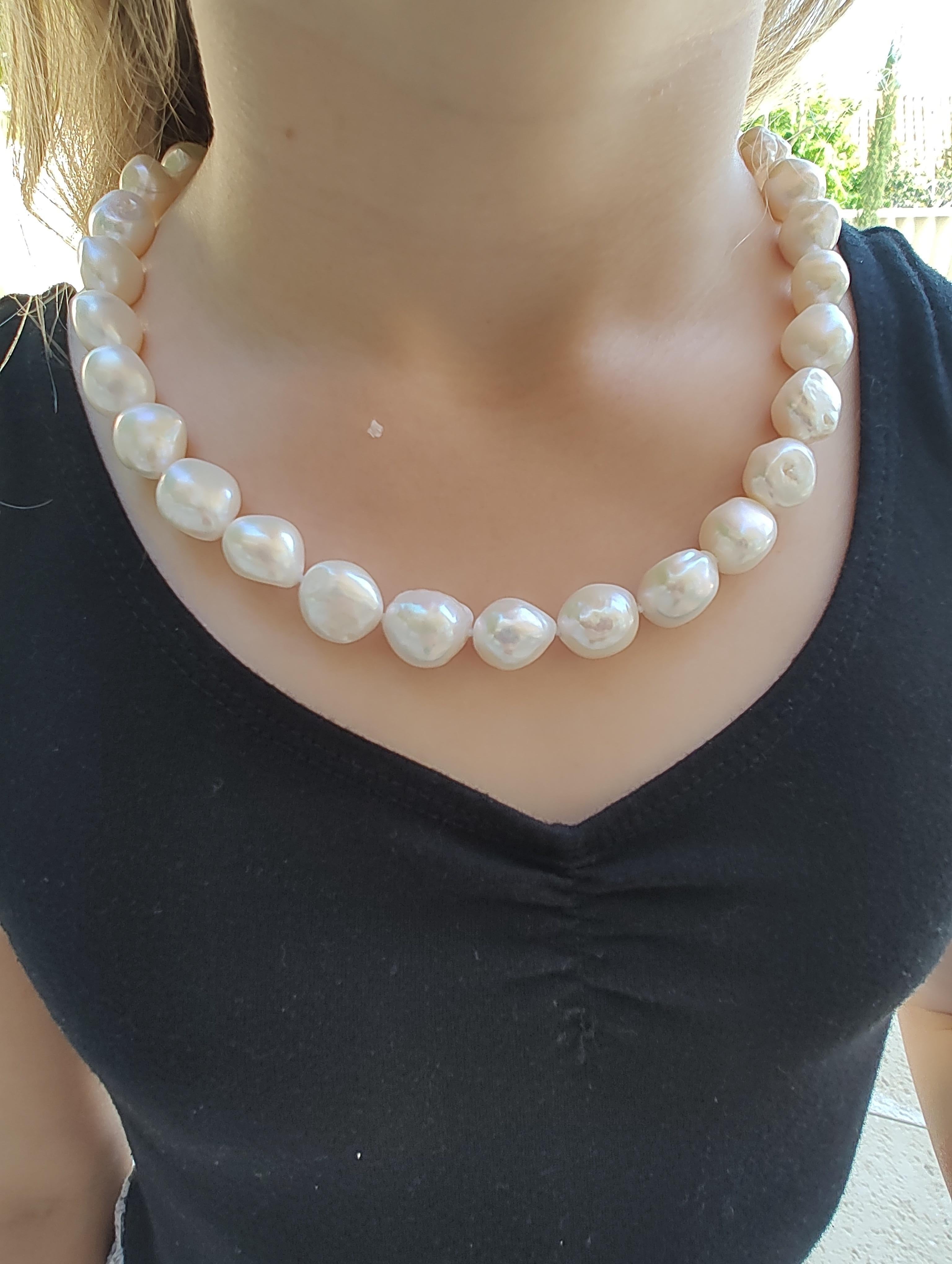9ct Yellow Gold Keshi Pearl Strand Necklace For Sale 10