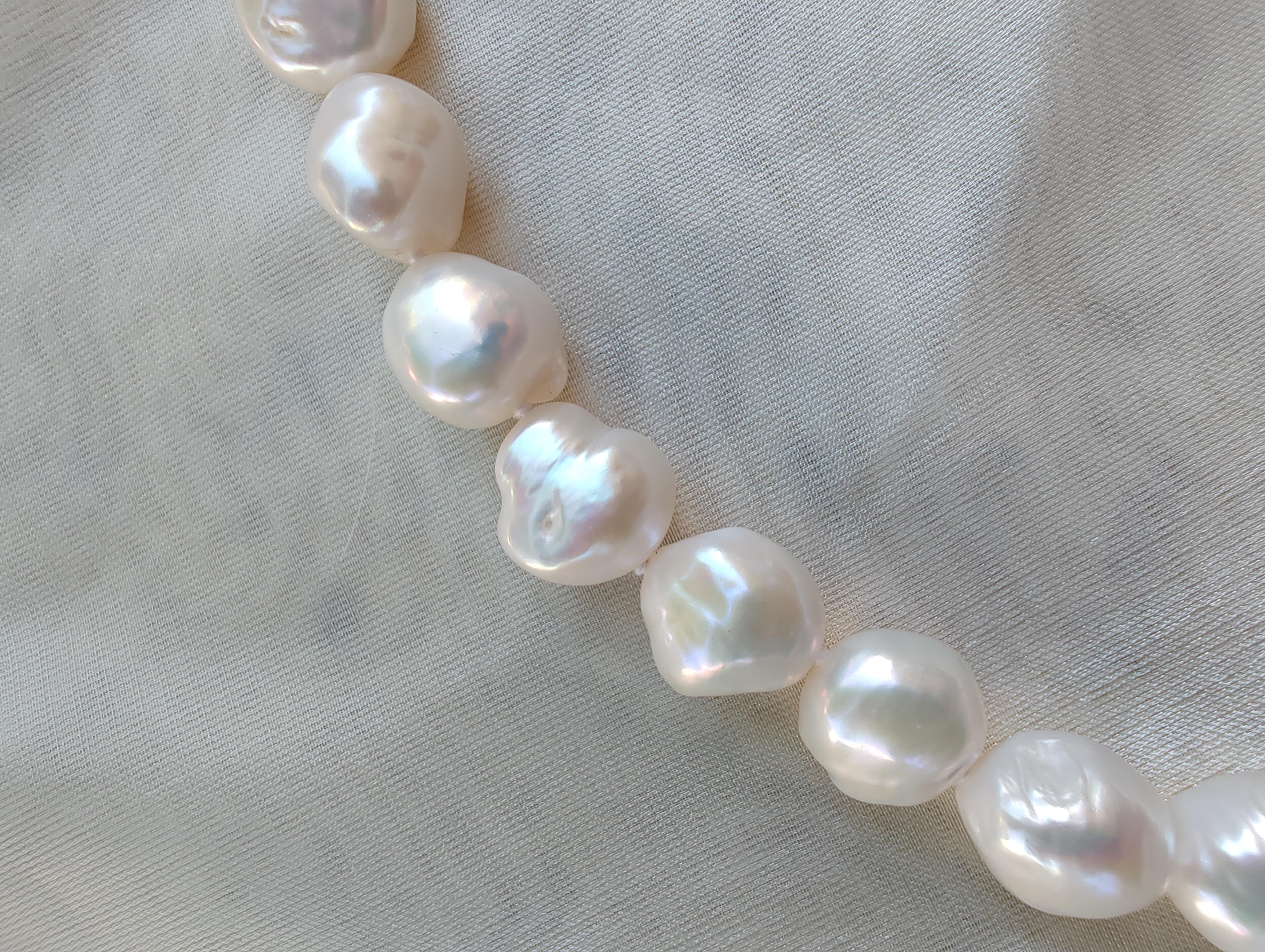 Artist 9ct Yellow Gold Keshi Pearl Strand Necklace For Sale