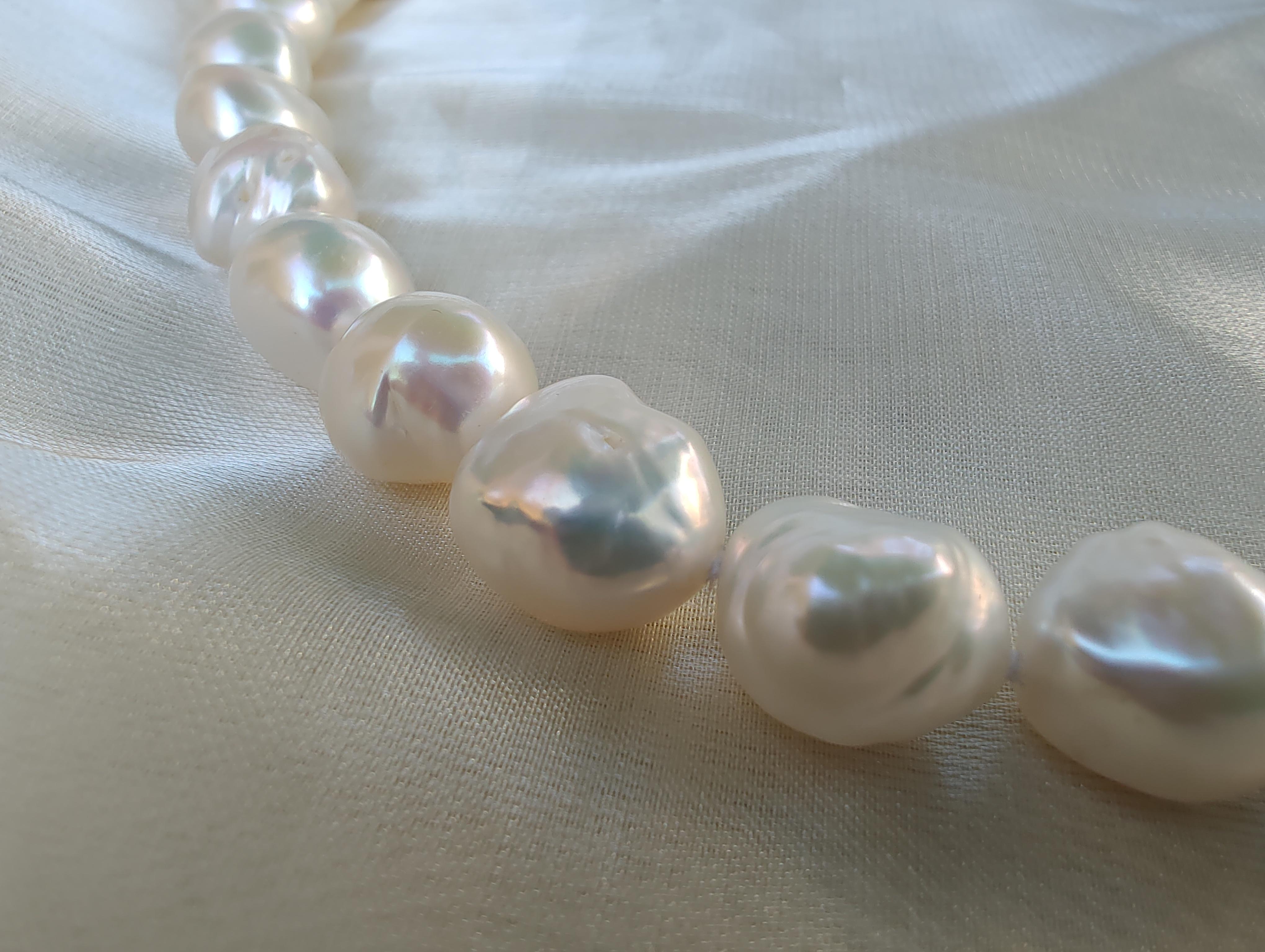 9ct Yellow Gold Keshi Pearl Strand Necklace In New Condition For Sale In LEEDERVILLE, WA