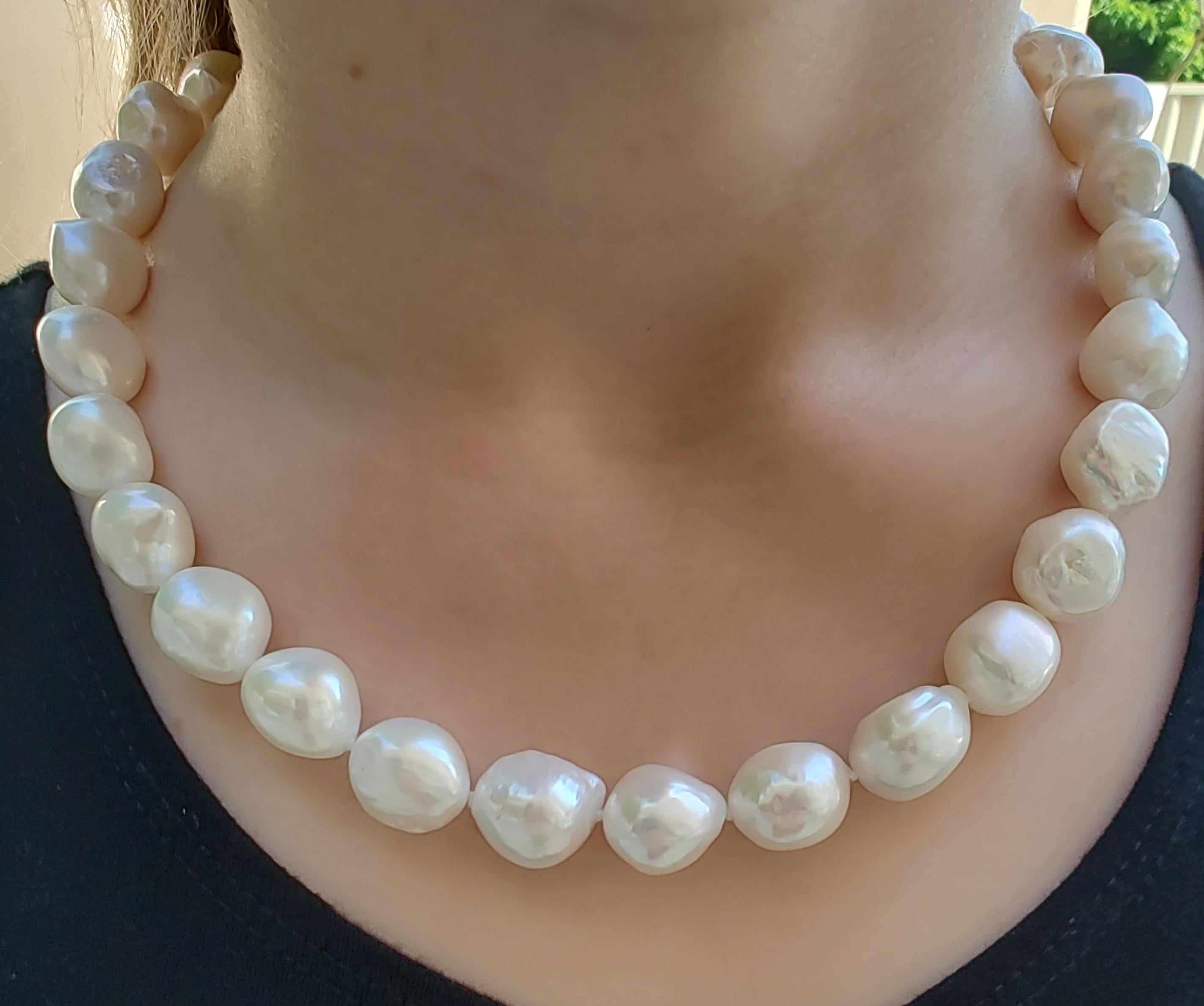 Women's 9ct Yellow Gold Keshi Pearl Strand Necklace For Sale
