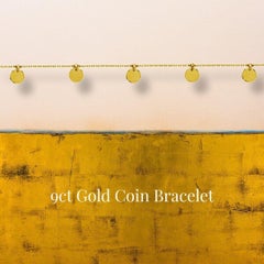 9ct Yellow Gold medallion coin bracelet chain disc charms 7.2 inches hallmarked