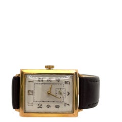 9ct Yellow Gold Mens Watch with Leather Strap