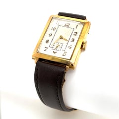 9ct Yellow Gold Mens Watch with Leather Strap