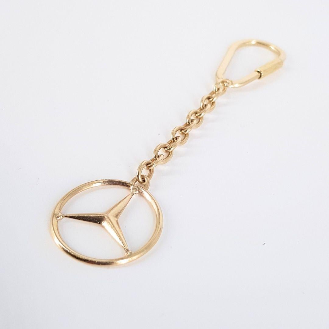 9ct Yellow Gold Mercedes Key Ring Chain In Good Condition In Cape Town, ZA